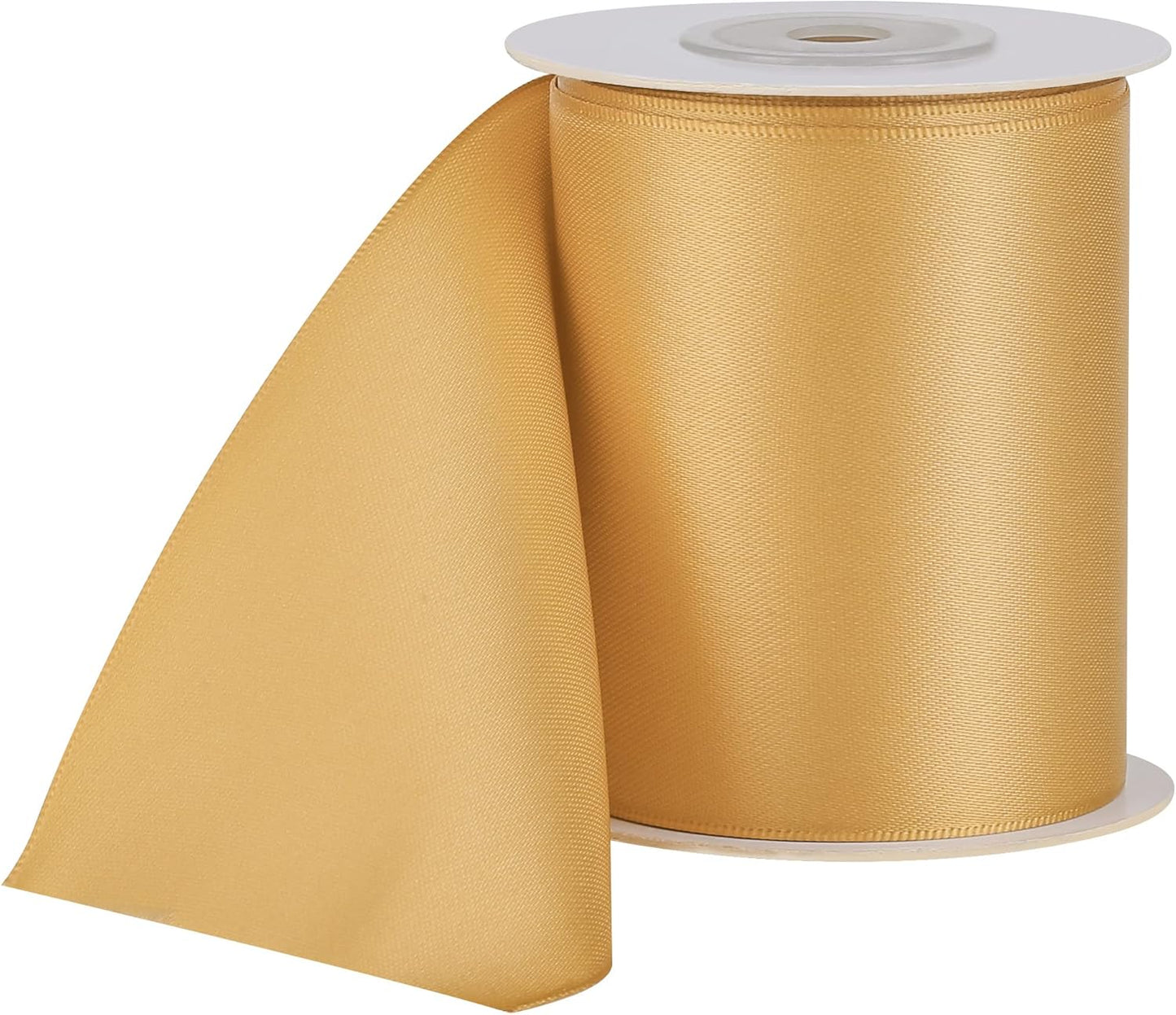 LIUYAXI Old Gold Double Face Satin Ribbon,3" X Continuous 10 Yards,Ribbons Perfect for Chair Sash Wedding Bouquet Sewing Party Decoration Bows Making