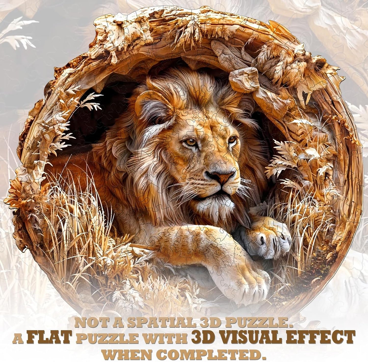 KAAYEE Wooden Puzzles for Adults, 3D Vision Effect Lion King Wooden Jigsaw Puzzles 200 PCS Unique Shape Wood Puzzle Adult, Birthday Father Mother Gifts for Puzzle Lover Family Game (M-11.4 * 11.4in)