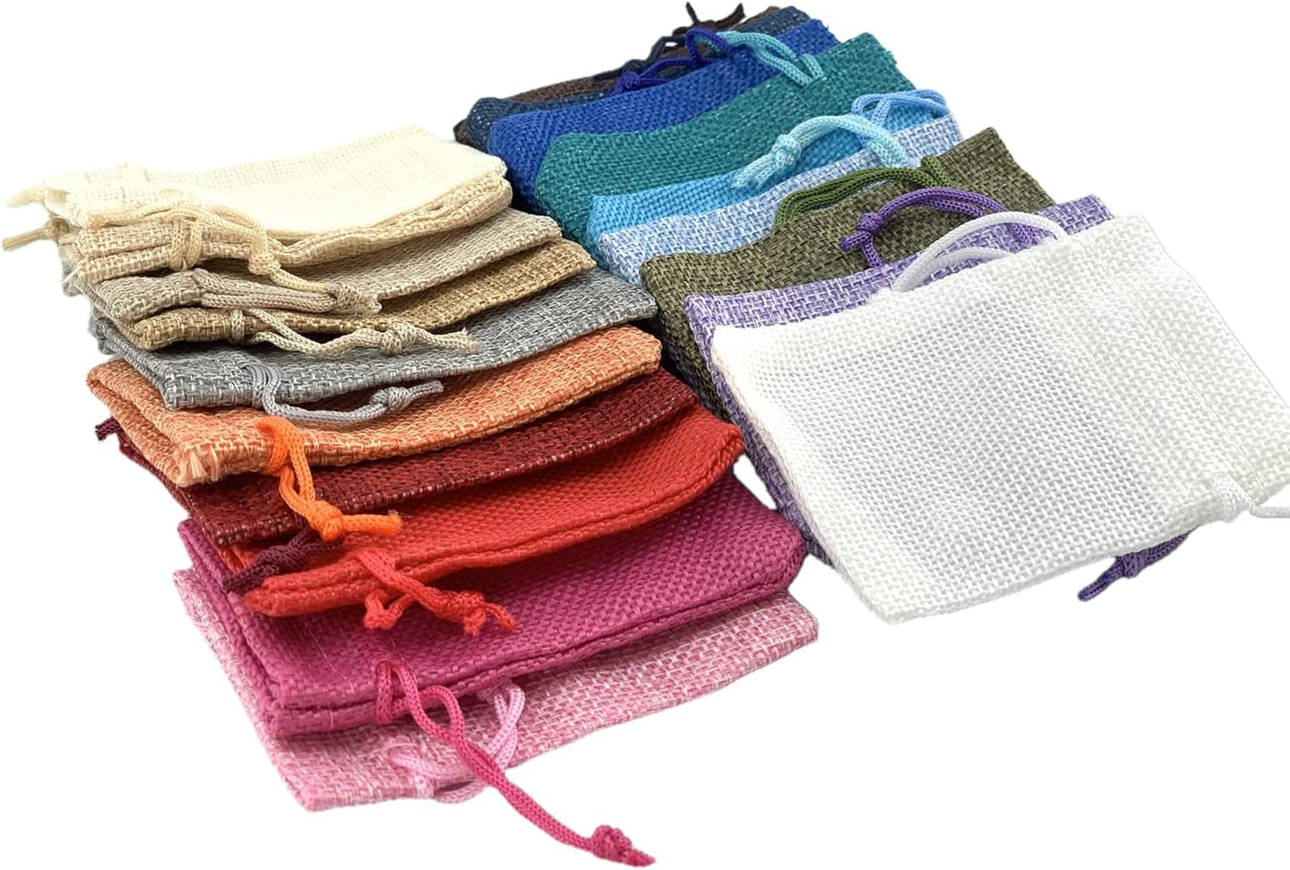 Palmhomee Pack of 20 Burlap Gift Bags with Drawstring Linen Jewelry Pouches Wedding Jute Bags for Jewelry and Treat Pouches Birthday Party Wedding Favors Gift(2.8x3.6 Inch, Mixed Colors)