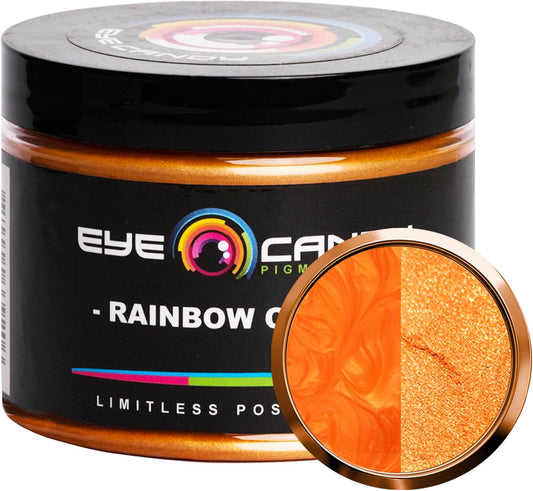 Eye Candy Pigments Premium Orange Mica Powder - Rainbow Orange (50gr) - for Epoxy, Resin, Soap, Paint, Woodworking, Acrylic Pouring, Bath Bombs, Fishing Lures - DIY Arts and Crafts Additive