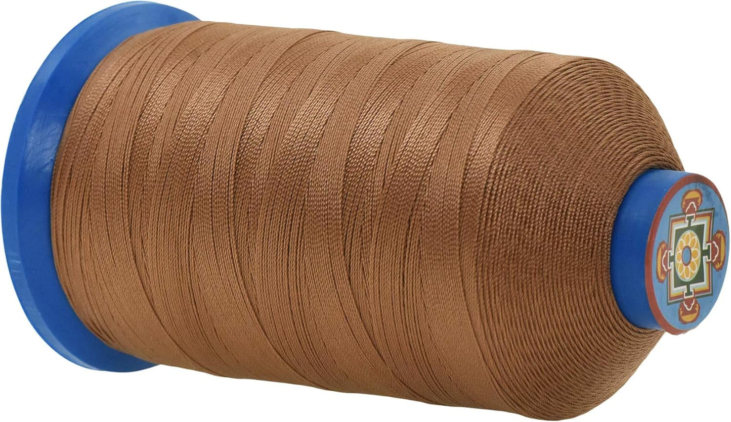 Mandala Crafts Bonded Nylon Thread - Russet Brown Heavy Duty Sewing Threads - 1100 YDs Size 92 280D T90 Tex 90 for Leather, Jeans, Weaving, Outdoor, Marine, Upholstery