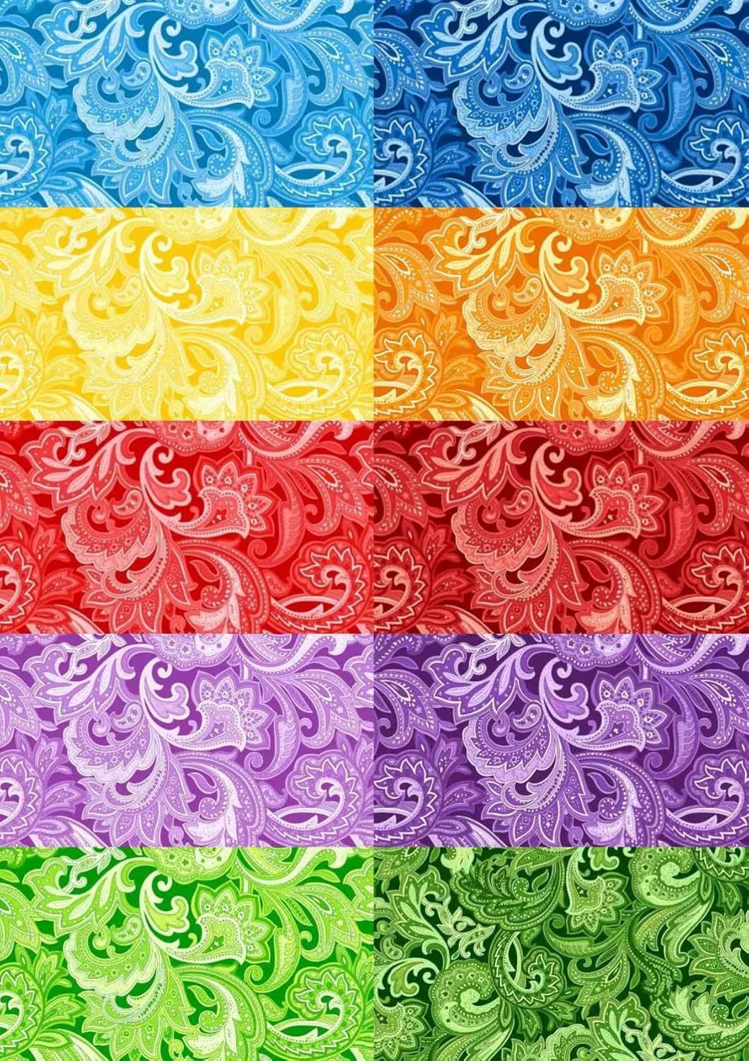 HANPATQUI 50PCS 10 x 10 inch Paisley Printed 100% Cotton Fat Quarters Fabric for Sewing and Quilting Bundles Precut Fabric Square for DIY Craft Patchwork