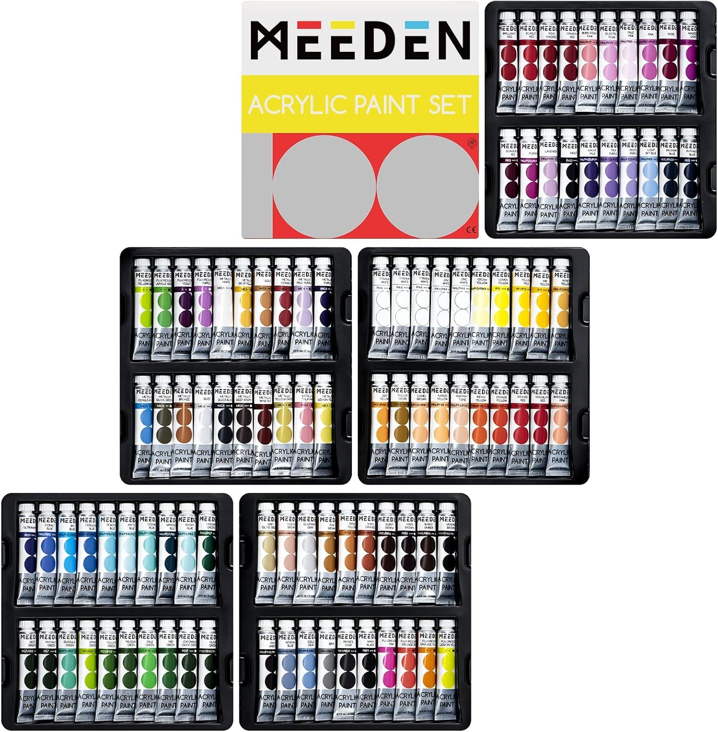 MEEDEN Heavy Body Acrylic Paint Sets, 100 Colors Art Paint Tubes, Non-toxic 0.41 fl Oz /12ml Acrylic Paints for Adults, Beginners
