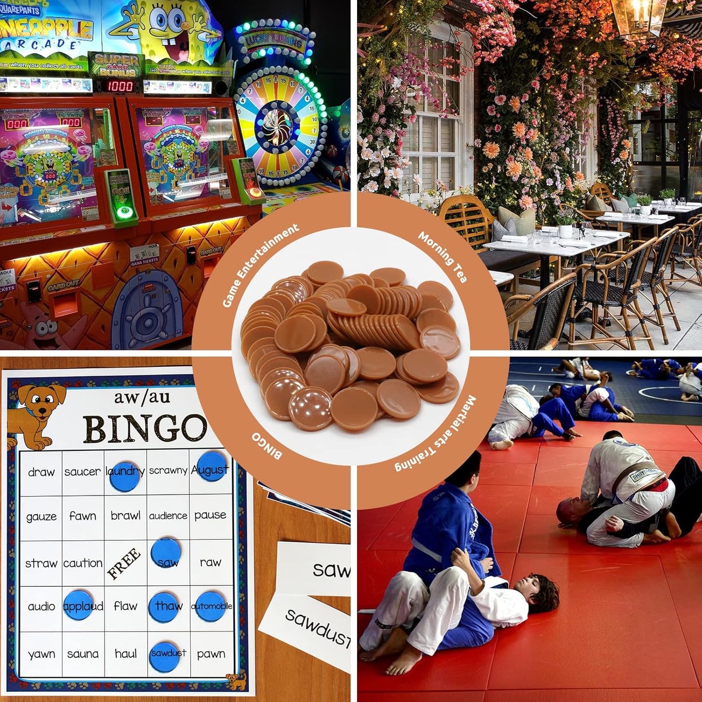 Set of 100 Opaque Plastic Learning Counters Mini Poker Chips Game Tokens with Storage Box (Chocolate, 1.26 Inch)