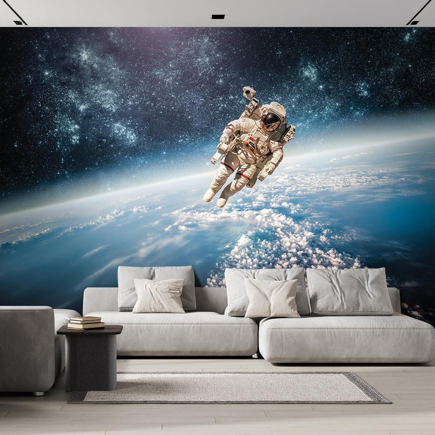 wall26 Wall Sticker/Wall Mural an Astronaut Floating About Planet Earth, Not Peel and Stick, Non-Woven Wallpaper Decorative for Bedroom, Living Room, Office - 108x144 inches