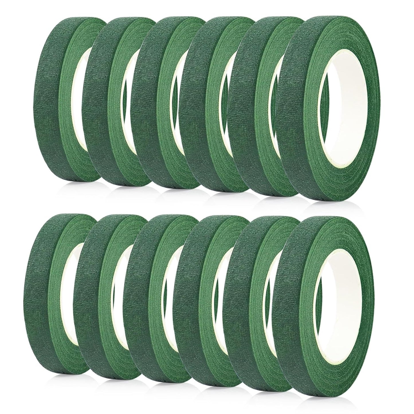 BOMEI PACK Dark Green Floral Tape 12 Rolls 1/2 inch x 30yds for Fixing, Decorating Flower Bouquets, and Bouquet Wrapping.