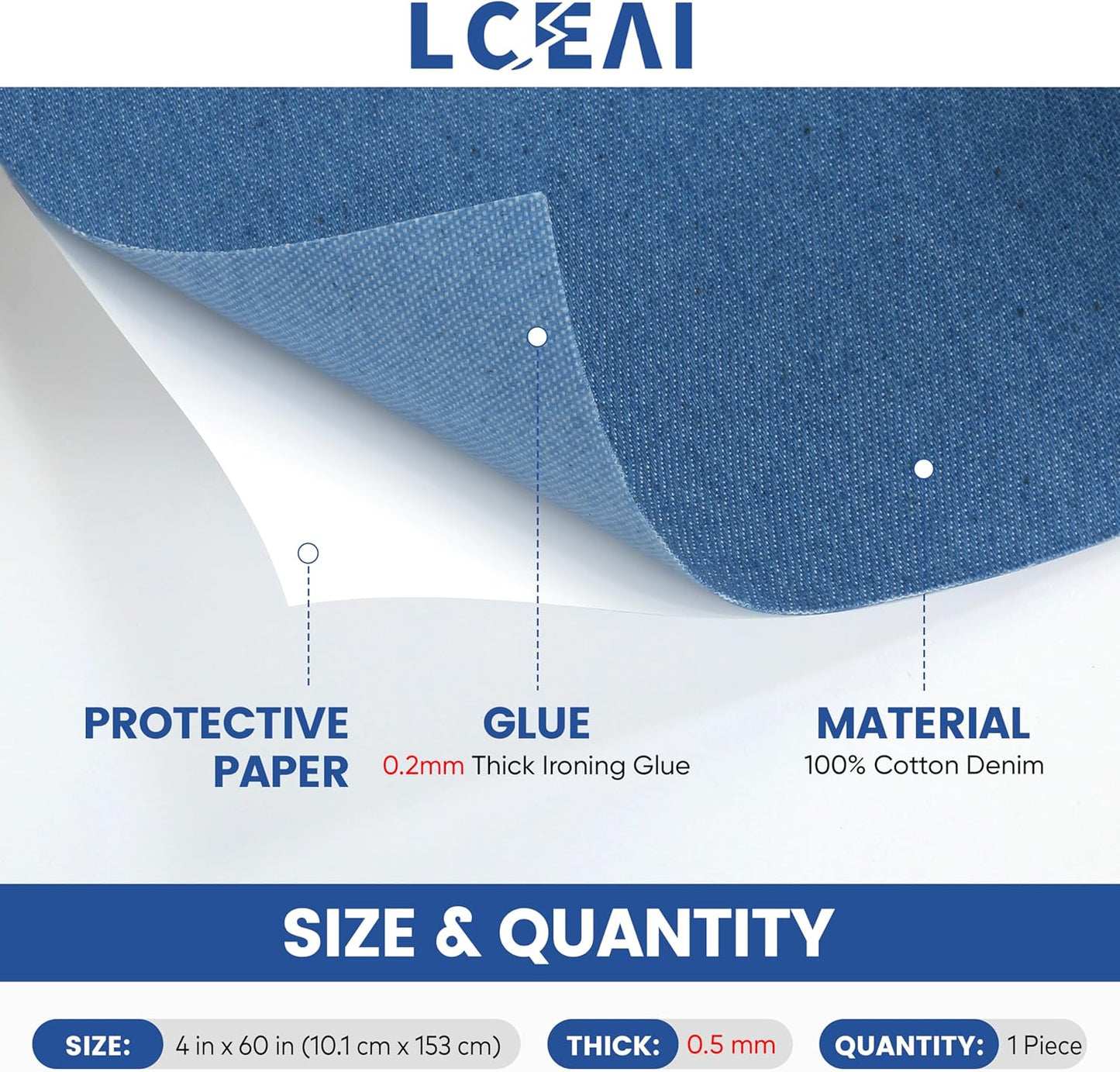 Denim Patches for Inside Jeans - Iron On Patches for Jeans - Jeans Patch for Repairing Pant Holes and Covering Imperfections, Large Size, 4 in. x 60 in.Black