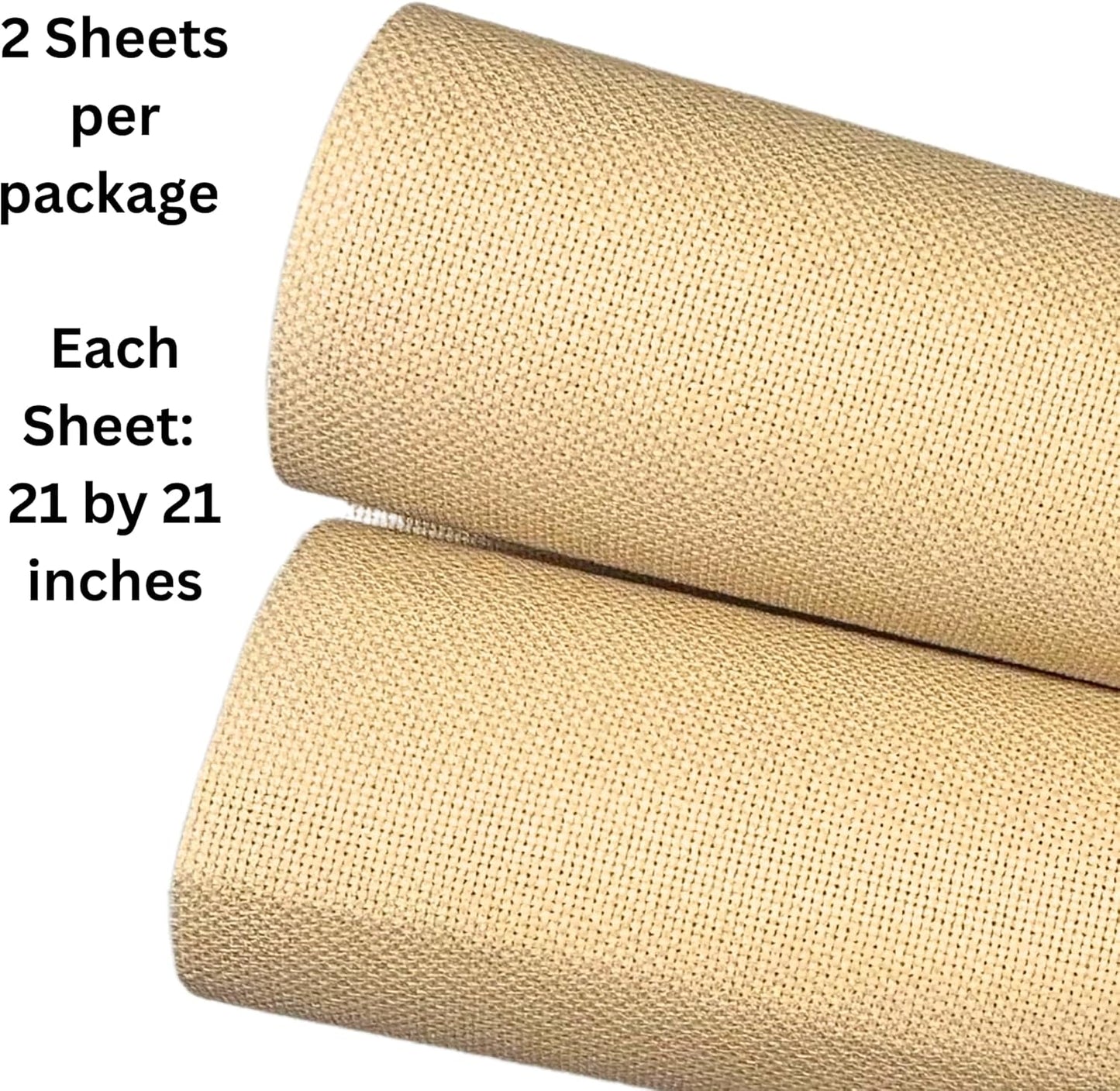 2 Sheets of Wheat 14 Count Aida Cloth – 21 x 21 Inch Pre-Cut Fabric Squares – Cross Stitch Fabric – 100% Cotton – Ideal for Needlework & Embroidery – The Knotty Unicorn