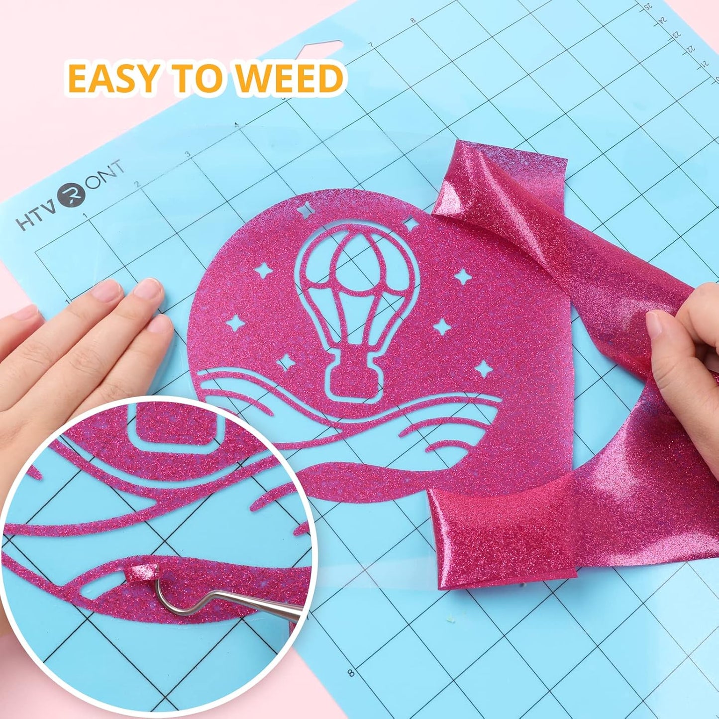 HTVRONT Rose Red Glitter Heat Transfer Vinyl - 10" x 5FT Rose Red Glitter HTV Vinyl for T-Shirts, Rose Red Glitter Iron on Vinyl for All Cutter Machine（Rose Red Glitter）