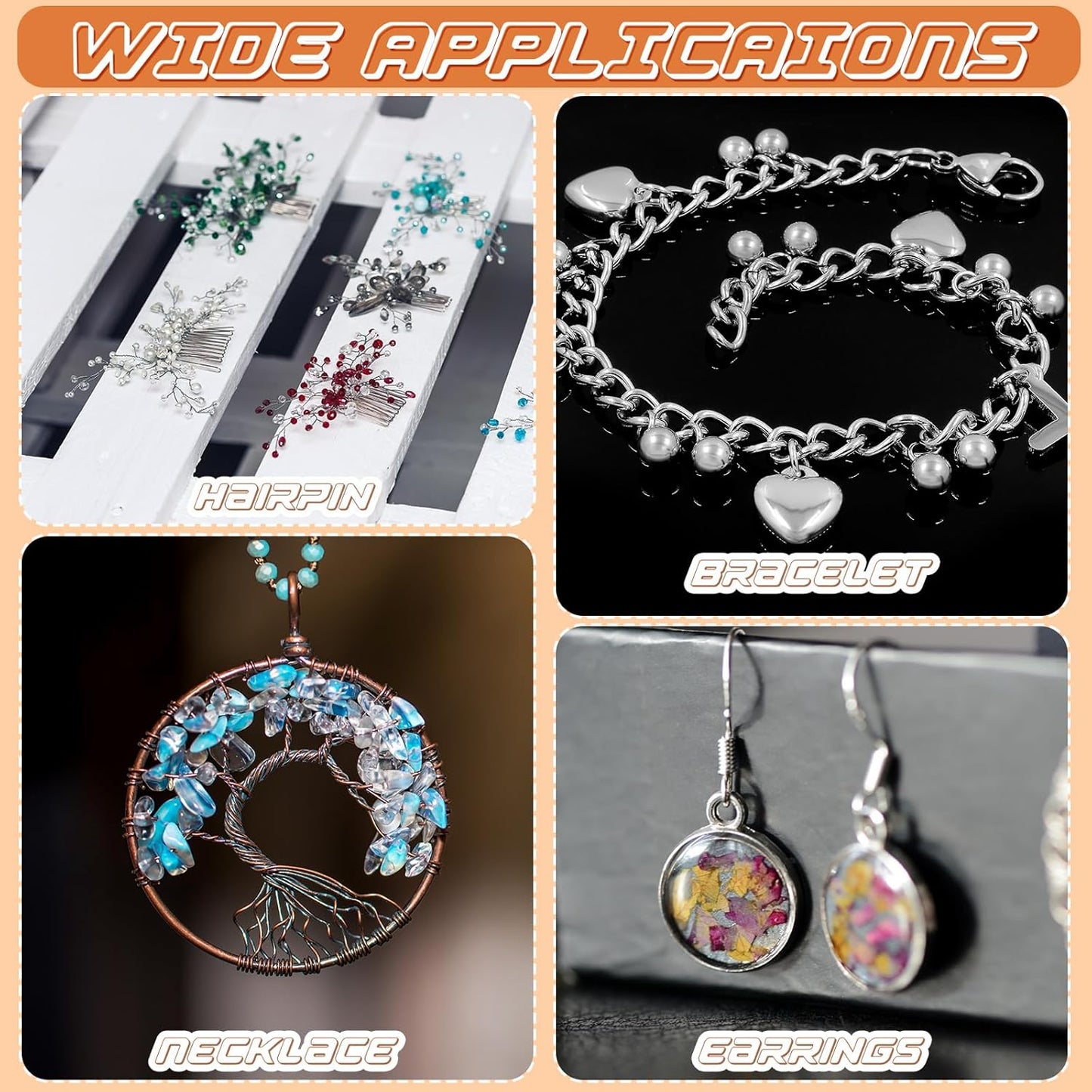 Mixweer 15 Pcs 5 Size Copper Wire 18 20 22 26 32 Gauge Tarnish Resistant Jewelry Wire for Jewelry Making 121 Yard Metal Beading Crafting (Silver)