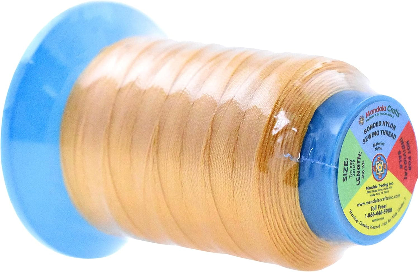 Mandala Crafts Bonded Nylon Thread 12 Assorted Vibrant Colors Heavy Duty Sewing Threads - 3600 YDs Size 69 210D T70 Tex 70 Thread for Leather Jeans Weaving Outdoor Marine Upholstery Threads