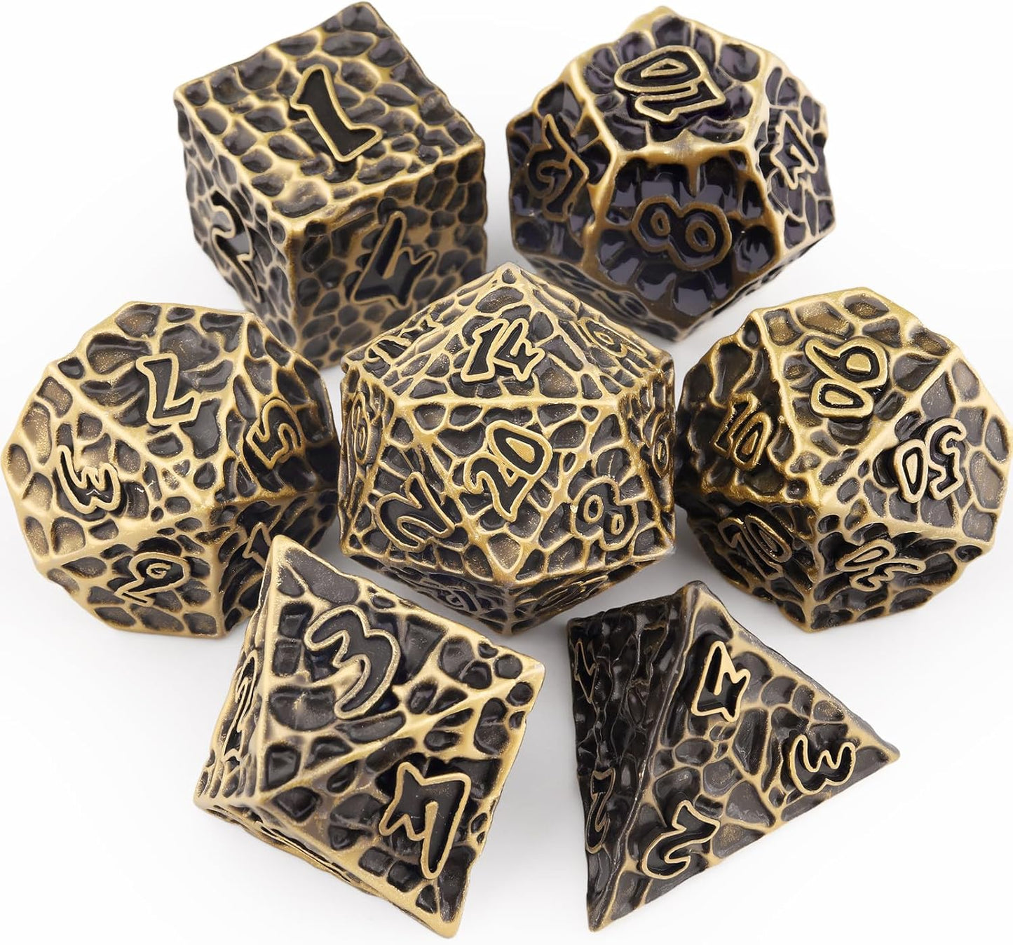 Haxtec Metal DND Dice Set Polyhedral D&D Dice Compatible with Dungeons and Dragons Gift TTRPG Antique Bronze Metal Dice
