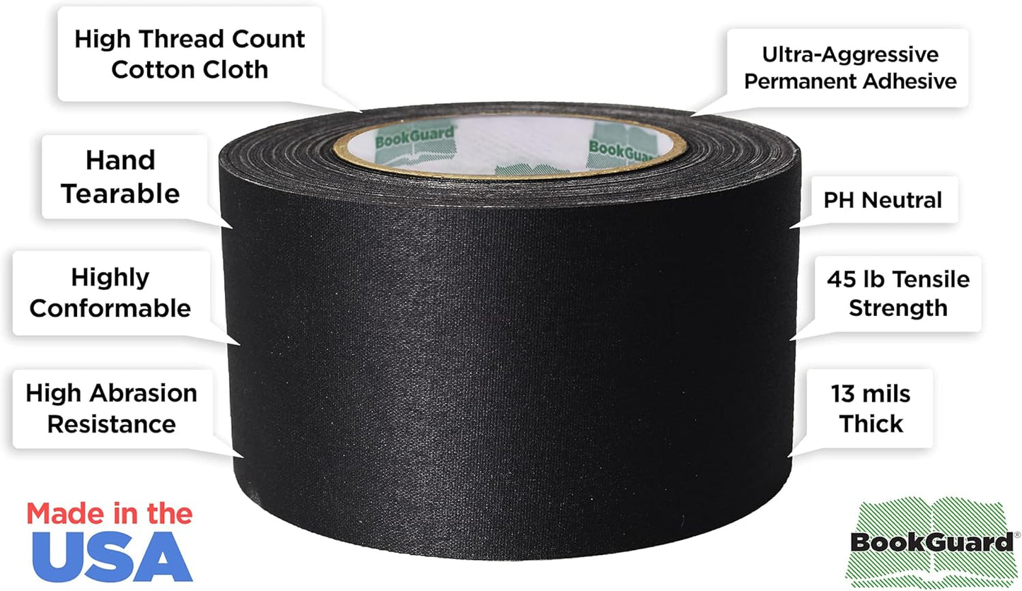 BookGuard Premium Bookbinding Repair Cloth Tape, 30 Yard Roll, 3 inch