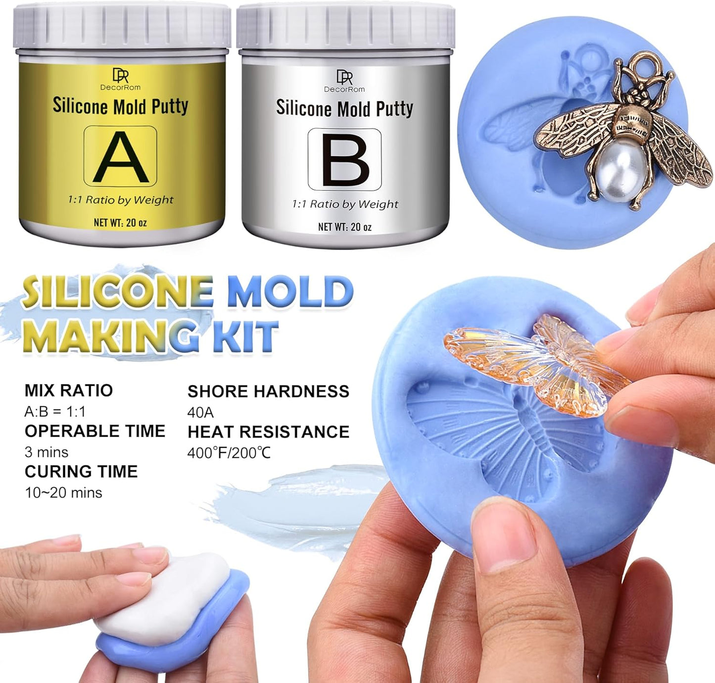 Silicone Putty - 2.5 Lb Flexible Silicone Mold Making Kit for Reusable Silicone Molds Making - Easy 1:1 Mixing Ratio Fast Cured Molding Putty for Casting, Resin Molds, Soap Mold, Candle Molds, Statues