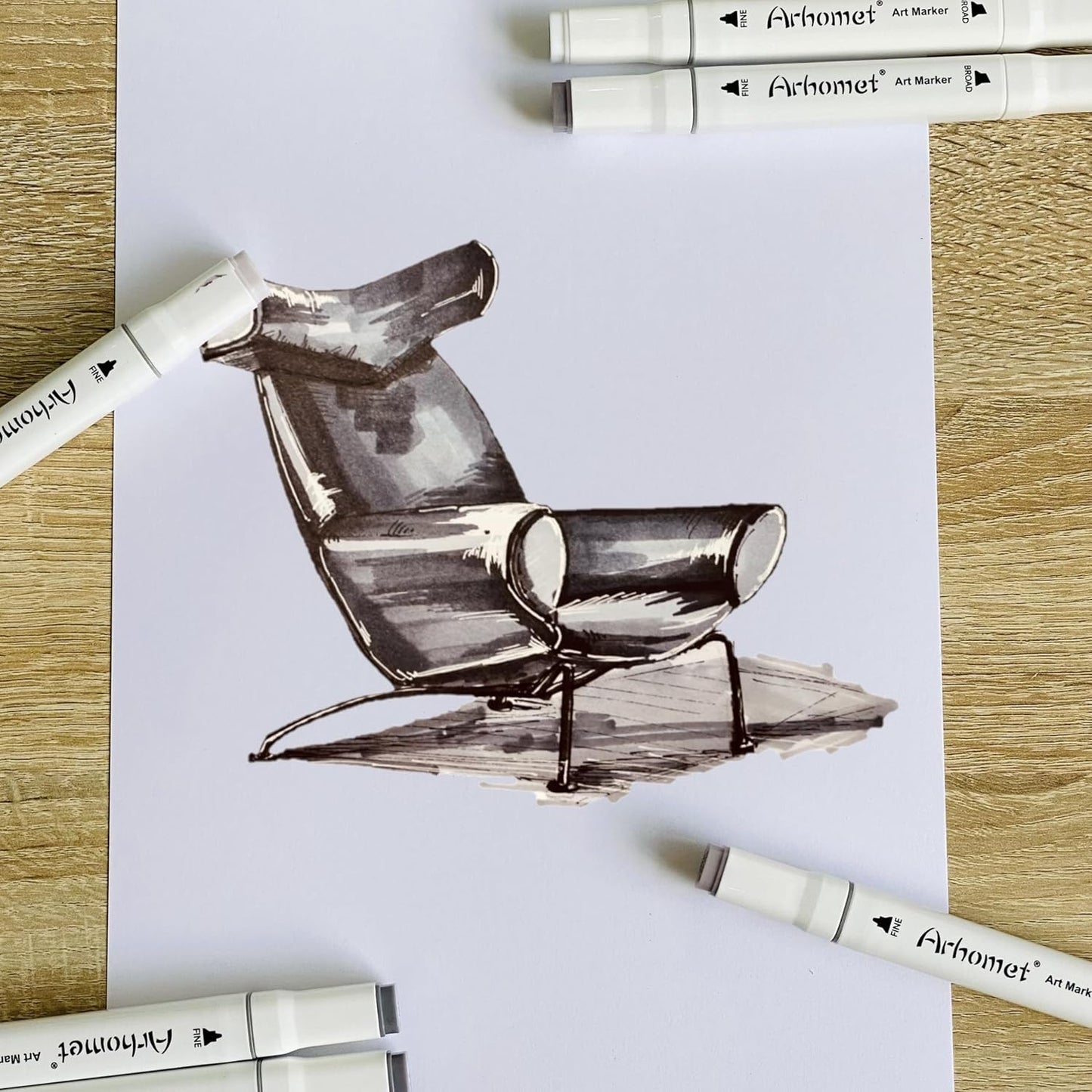 6 Colors Warm Grey Gray Alcohol Markers Set, Dual Tips Art Markers Drawing Sketched Double Tipped for Adults Beginner Kids (Warm Grey)