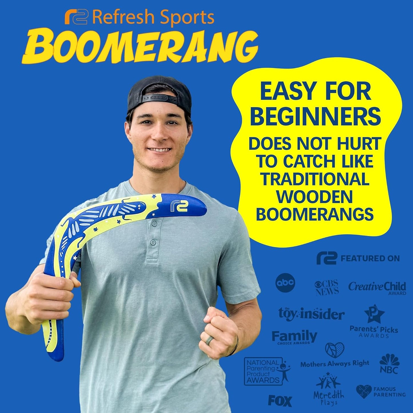 Boomerang for Adults & Kids - Fun Easy to Throw Boomerangs That Really Work - Soft to Catch Best Stocking Stuffer Gifts for Boys & Girls - Outdoor Gifts for Men & Women - 2025 Gift Idea for Teen Boys