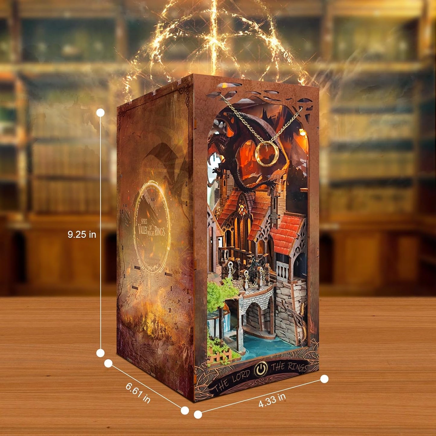 DIY Book Nook Kit,New DIY Dollhouse Booknook Bookshelf Insert Decor,3D Wooden Puzzles with LED,Book Nook Miniature Kit,Birthday Easter Home Decor for Teens Adult (Spirit Valley of The Magic Ring)
