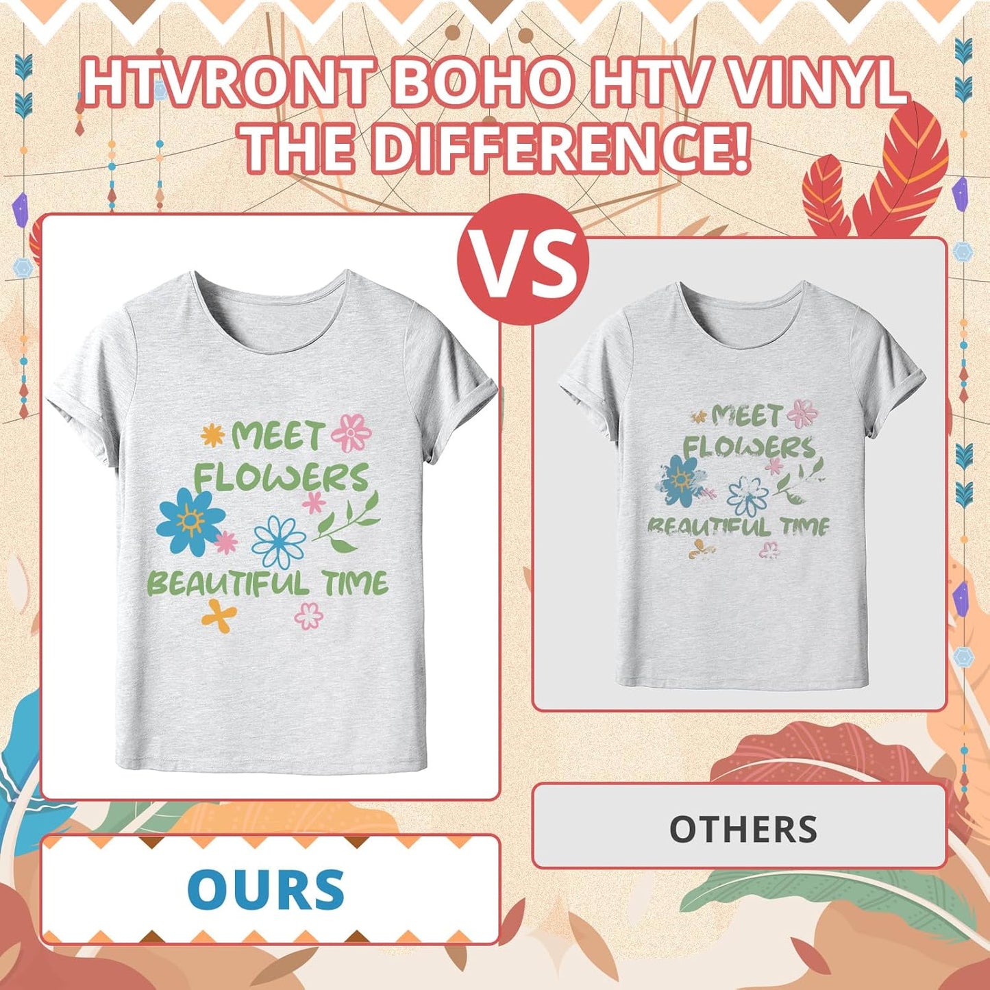 HTVRONT Boho Heat Transfer Vinyl - 23 Pack 12 x 10Inches Dark and Neutral Tone HTV Vinyl Bundle for T Shirts, Iron on Vinyl Easy to Cut & Weed for Heat Vinyl Design