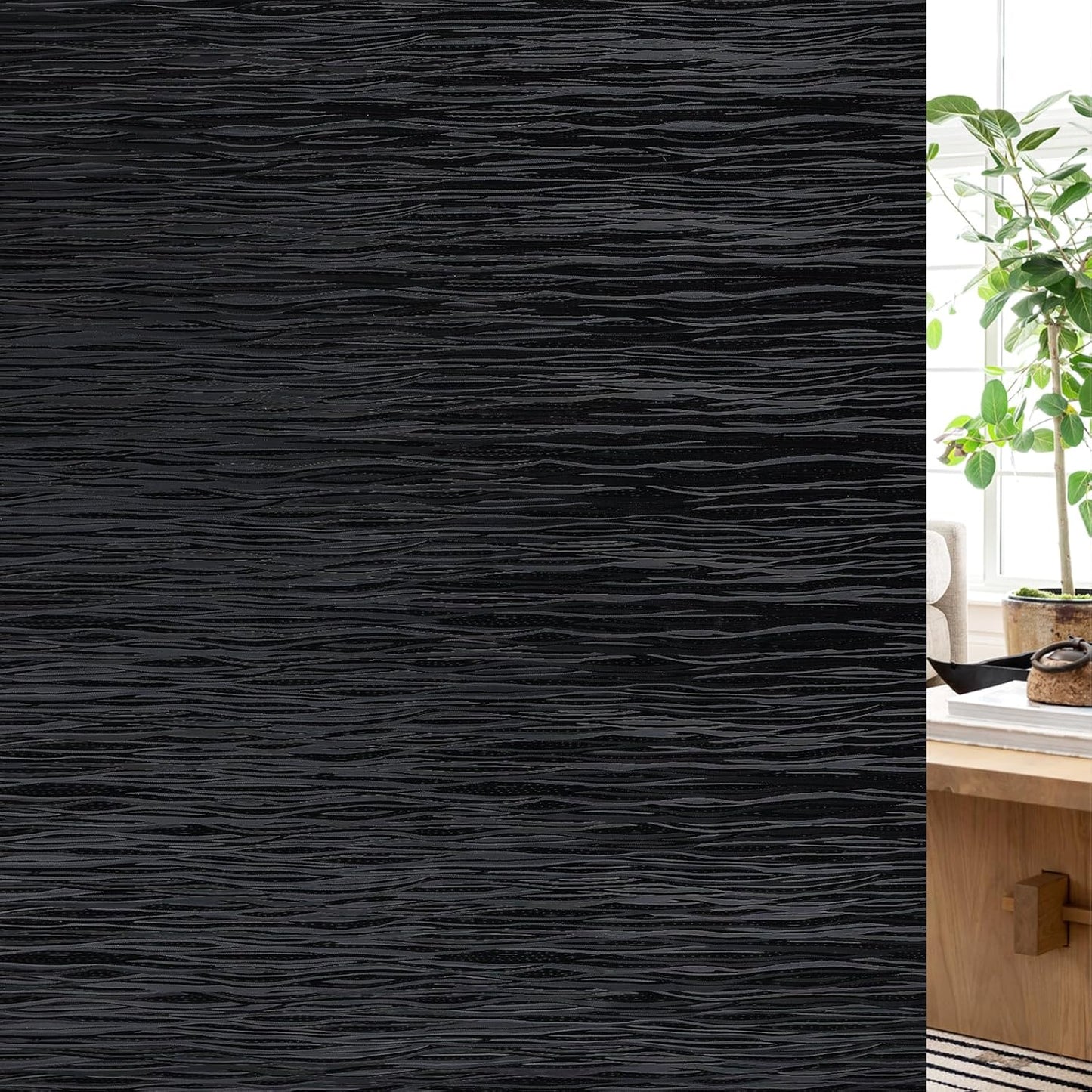 Haton Blackout Window Film, Black Out Sun Blocking Window Cover, Static Cling Frosted Privacy for Glass, Heat Control Darkening Room Coverings Shades Tint for Home Day Sleep, 17.5" x 78.7"