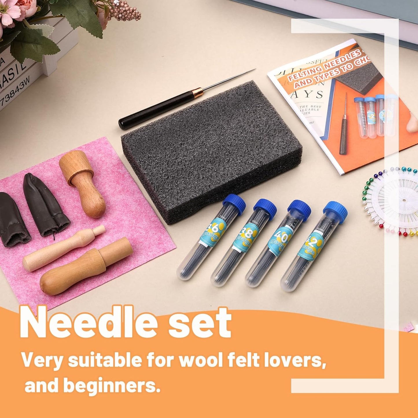 Yizzvb 127 Pcs Needle Felting Needles, 4 Sizes Felting Needles, Needle Felting Tools Wool Felting Supplies Kit with 3 Types Wooden Holders, Foam Pad, Needle Felting Starter Kit for DIY Crafts