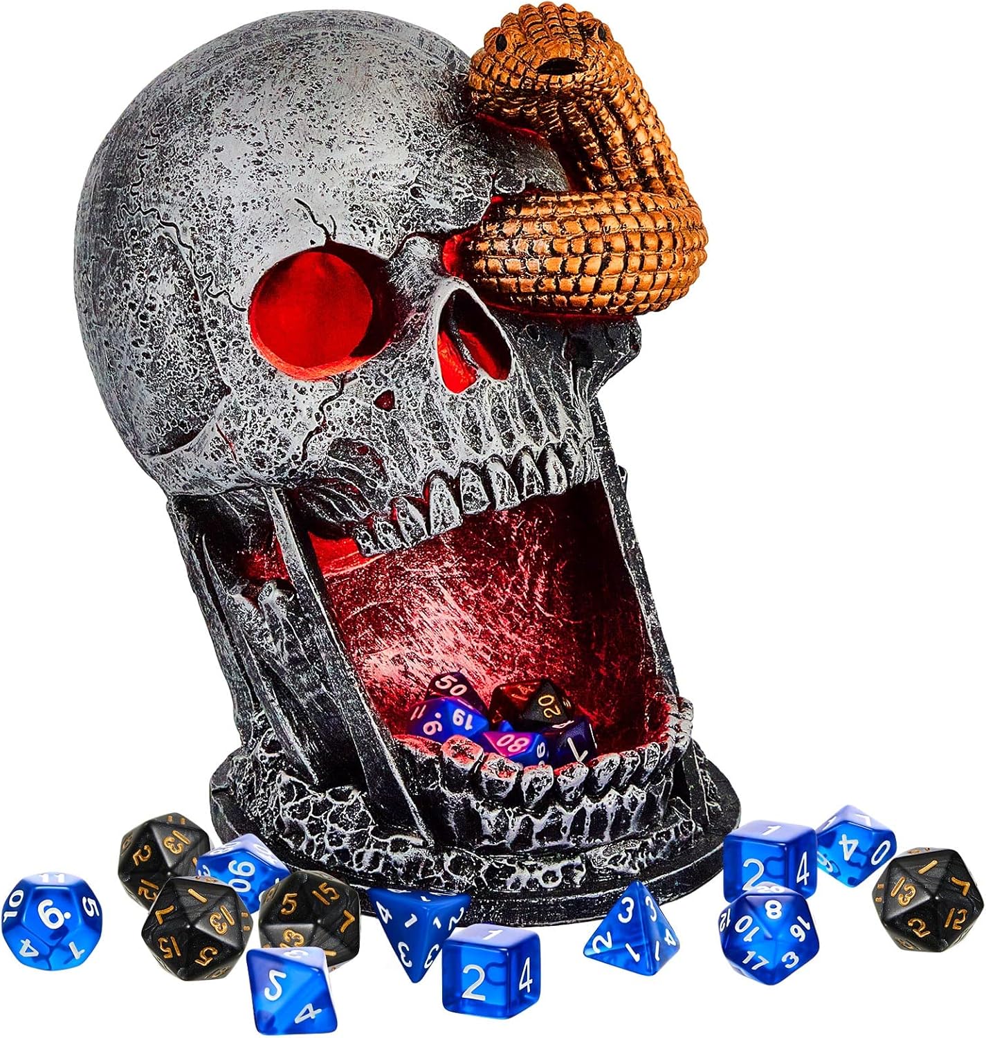 Dice Tower Skull Dice Tower Dice Roller with LED Light Dice Skull for Tabletop Roleplaying Game, Included Button Battery