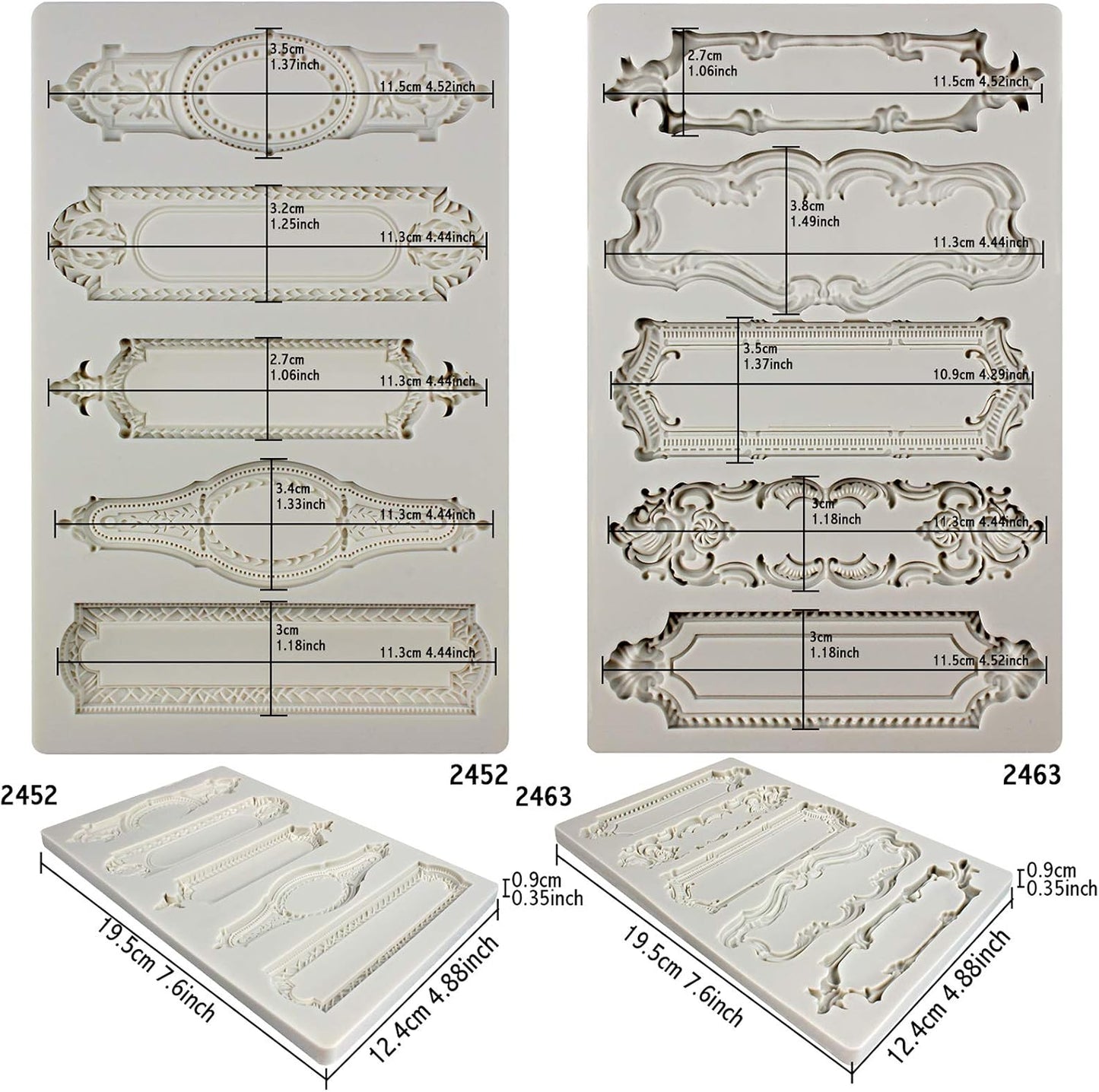 Baroque Style Silicone Molds 2-count Plaque and Object Labels