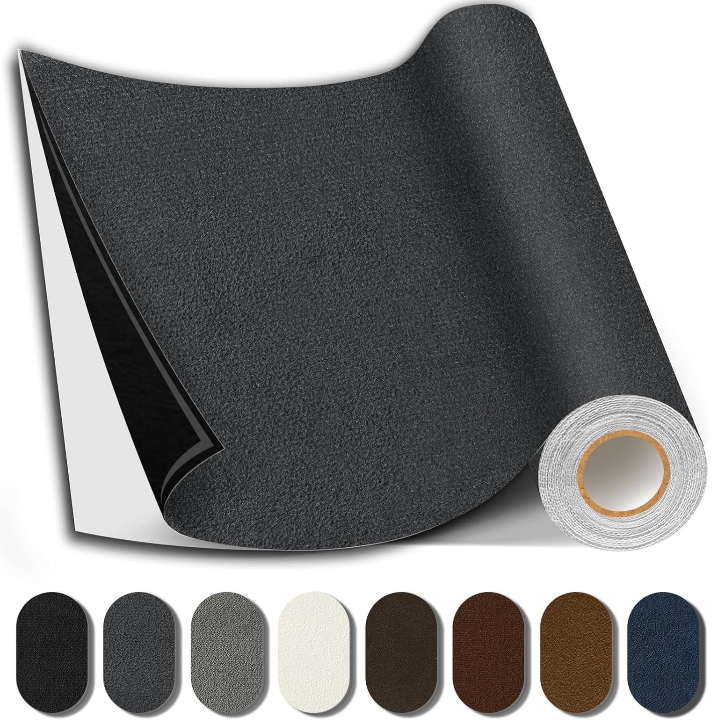 Suede Repair Patch, Large Fabric Repair Tape, Self-Adhesive Patches for Furniture, Couch, Sofa, Car Interior, Shoes, Hand Bag, Clothing (Dark Grey, 3.5X79 Inch)