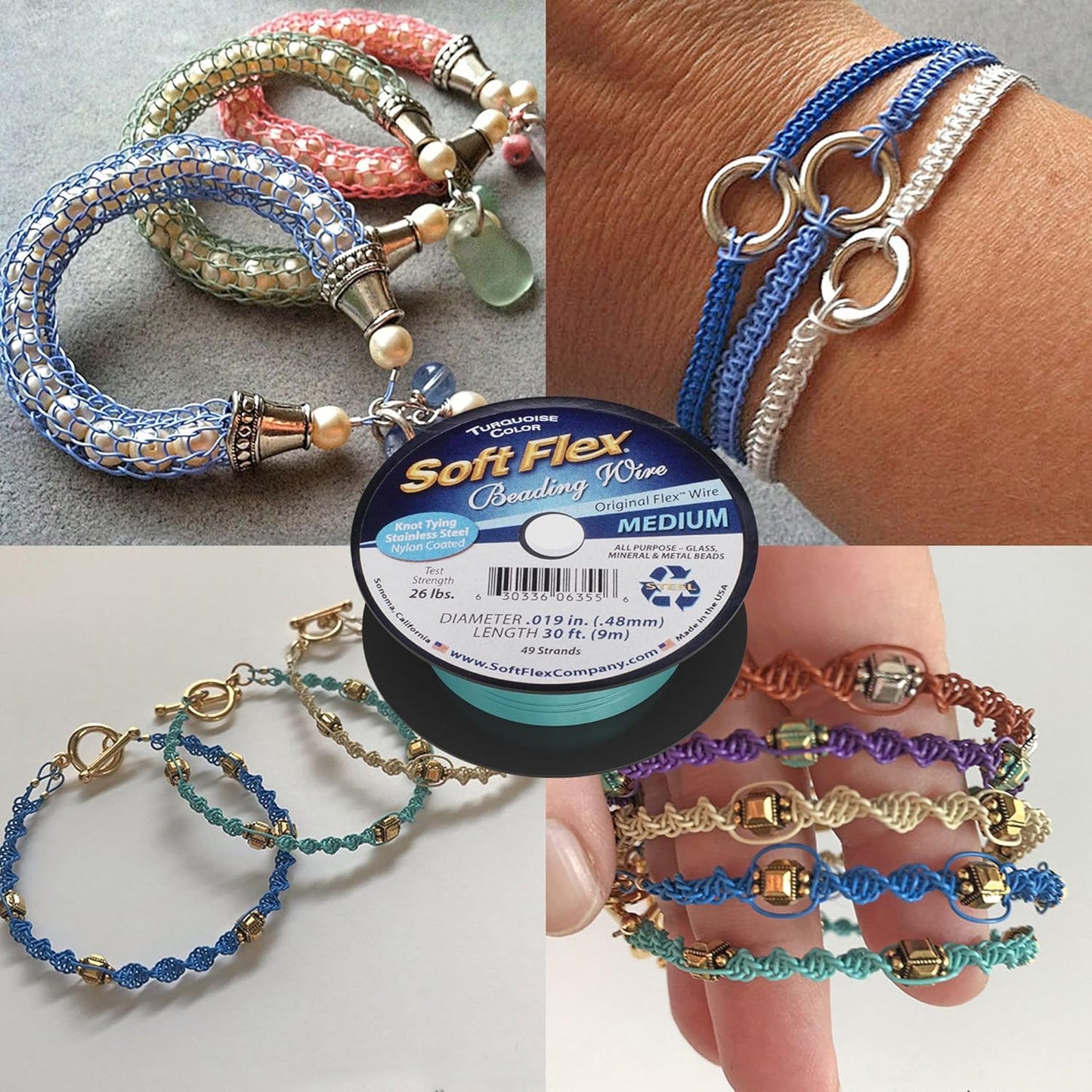 Soft Flex 49 Strand Beading Wire - Medium 0.19 Diameter - 100 Feet Nylon Design Wire