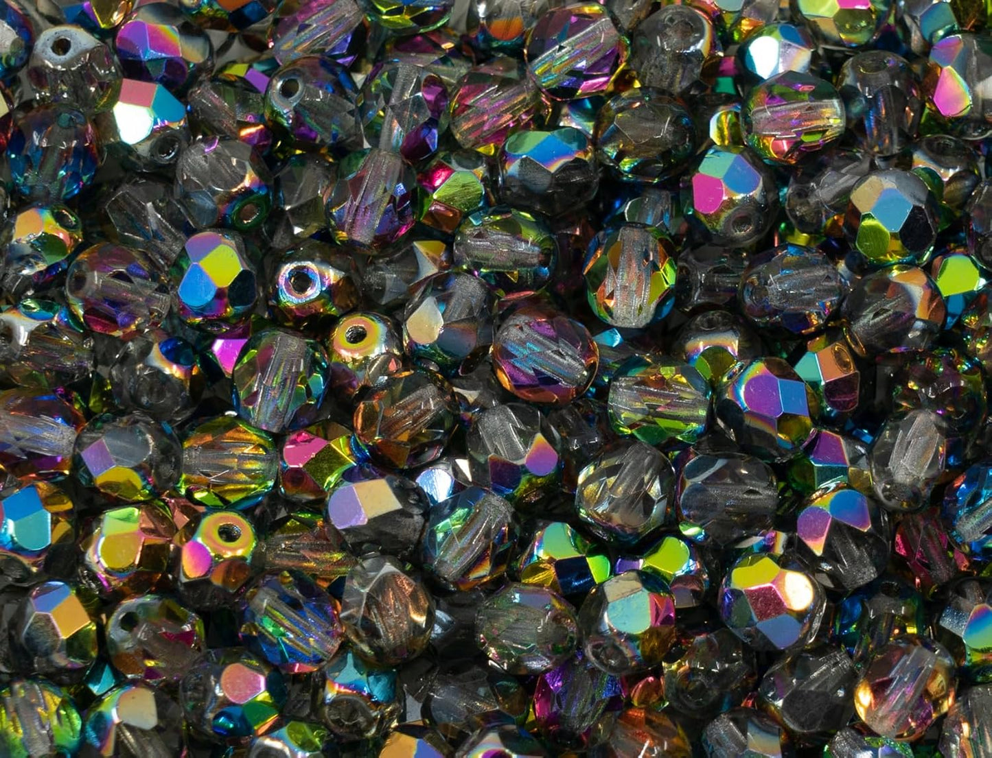 50 pcs Faceted Fire Polished Pressed Czech Glass Beads 6mm (0.24in), 00030-28137 Crystal Vitrail Medium