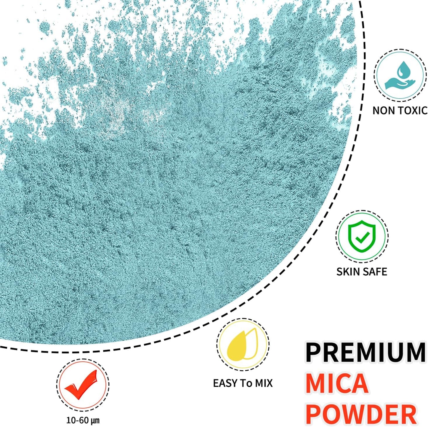 Mica Powder - 100g Mica Powder for Epoxy Resin - Metallic Color Pigment for Resin, Soap, Bath Bombs, Eye Shadow, Nails, DIY Crafting Projects etc. (Light Blue)