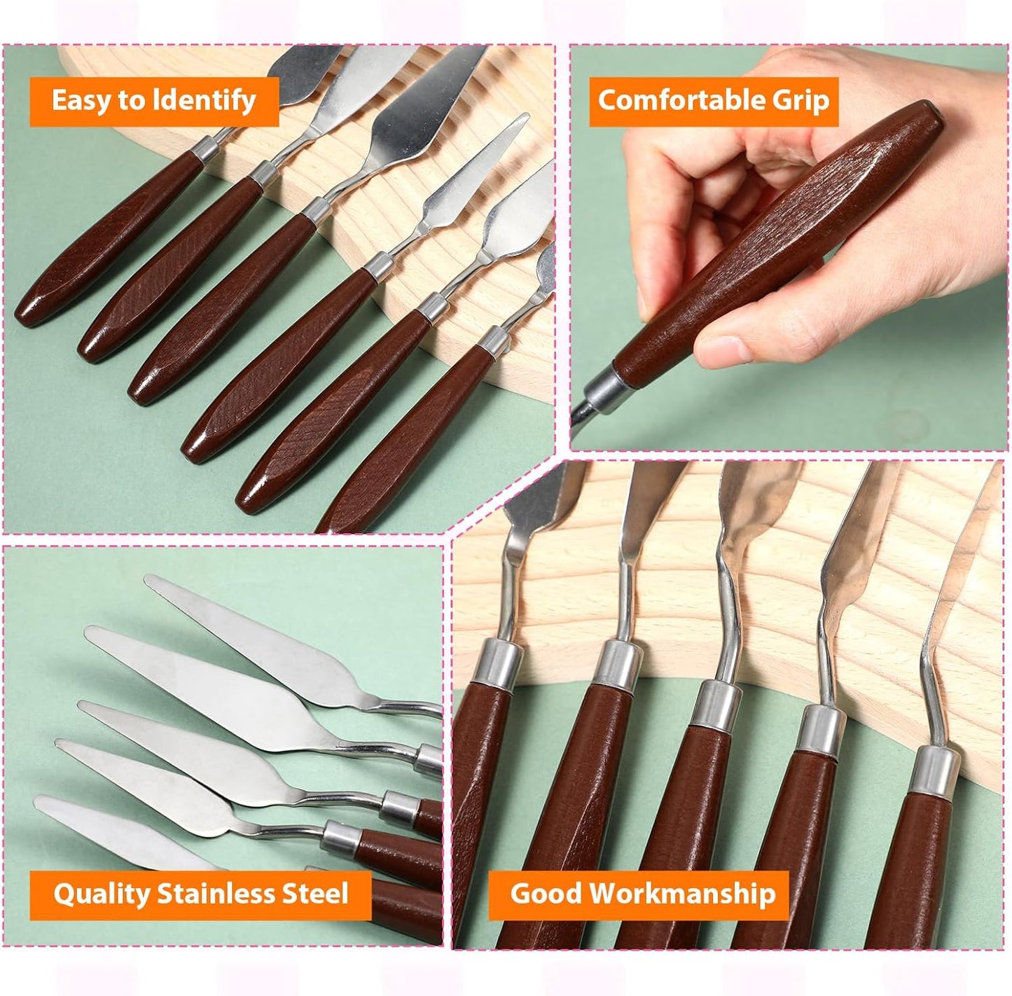 27 Piece Palette Knife Set, Stainless Steel Spatula Art Spatula Pallet Knife Painting Knives with Wood Handle Oil Painting Accessories for Oil, Acrylic Paint Various Color Mixing Tools