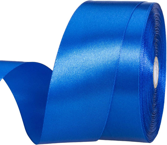 1 1/2 Inch Royal Blue Solid Satin Ribbon, 50 Yards Craft Fabric Ribbon for Gift Wrapping Floral Bouquets Wedding Party Decoration