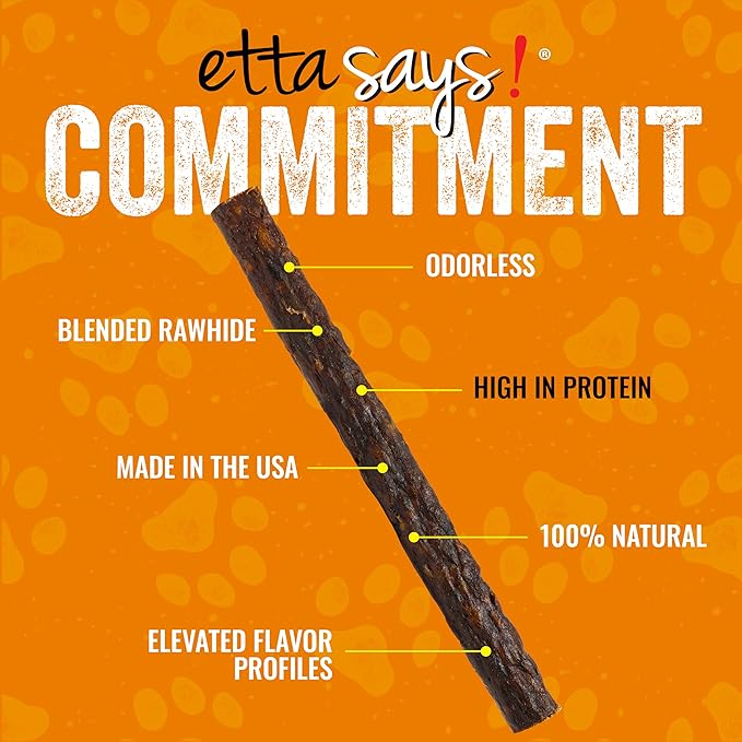 etta says! Premium Crunchy Dog Chews 7” Variety Pack - Grain-Free Dog Treats, Good for Teeth, Easy to Digest - Made in The USA (12 Count Pack of 1)