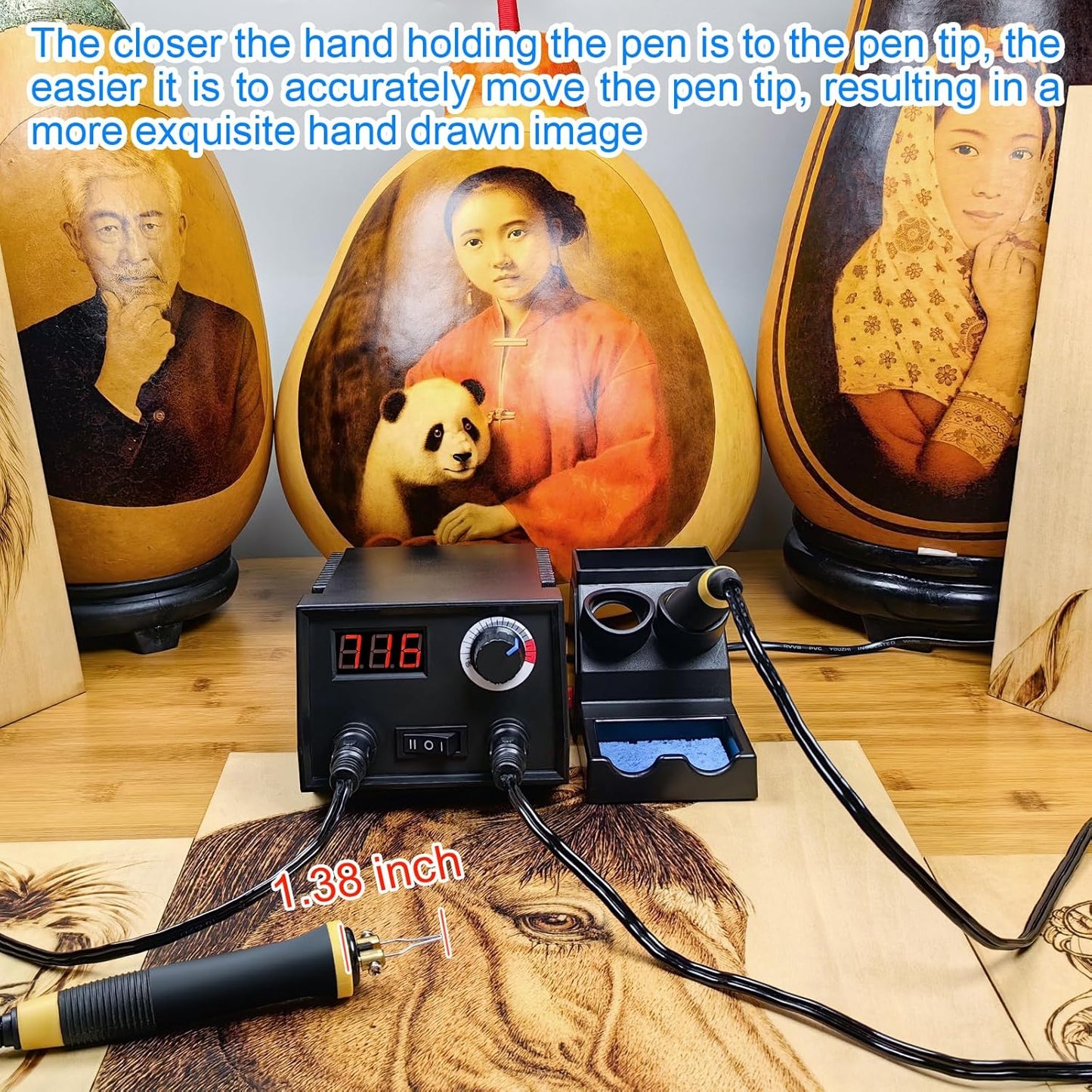 Wood Burning Tool, Wood Burner kit Pen 25~750℃, Wood Burning kit with Digital Thermometer Temperature Adjustable Temperature, 2 pyrographic Wood Burning pens, 30 Wood Burning Pen Tips