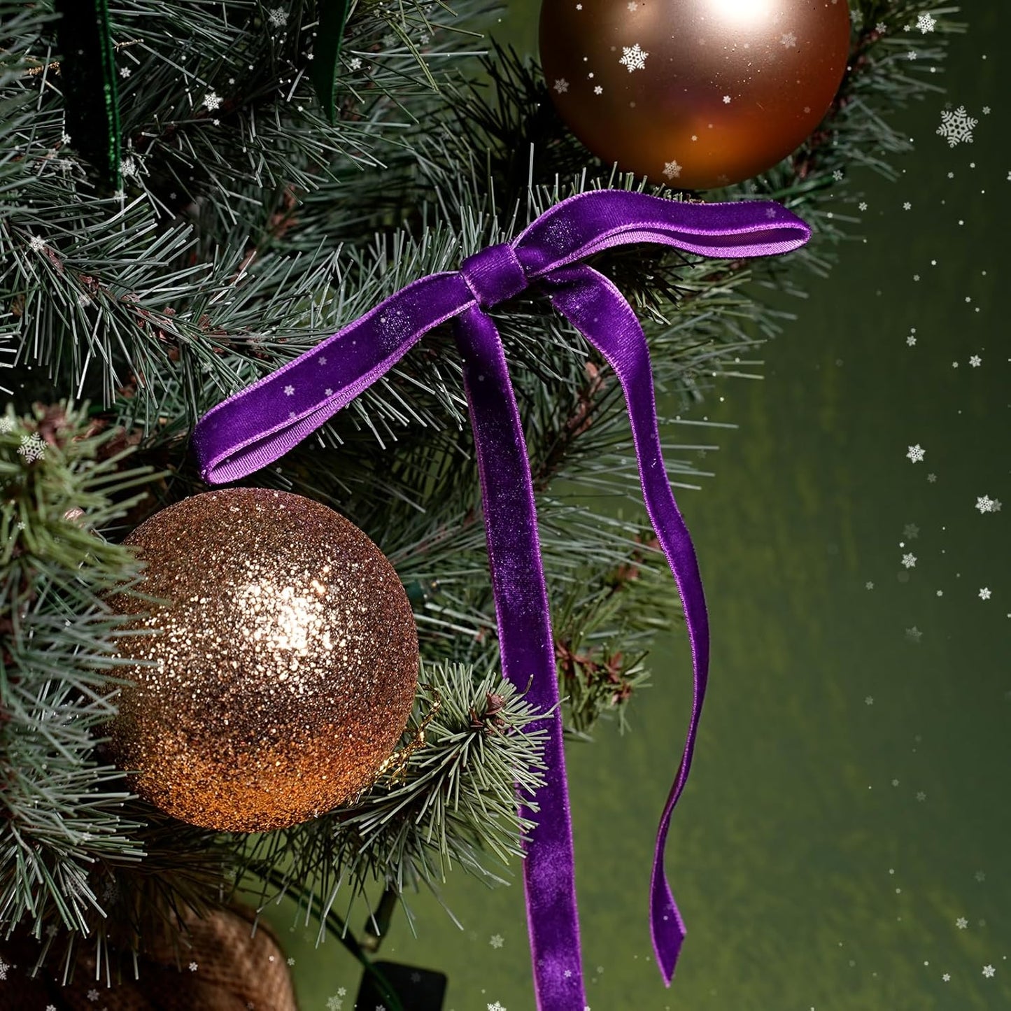 LaRibbons Thin Velvet Ribbon 3/8 Inch x 25 Yards, Purple Velvet Ribbon for Christmas Tree, Gift Wrapping, Wreath Bow, Outdoor Decoration