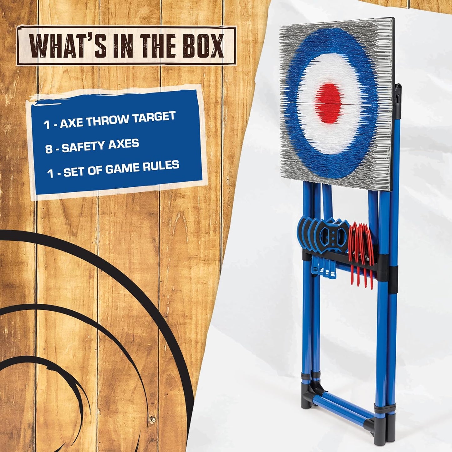 EastPoint Original Axe Throwing Game Set – Steel Frame Target for Indoor and Outdoor Use