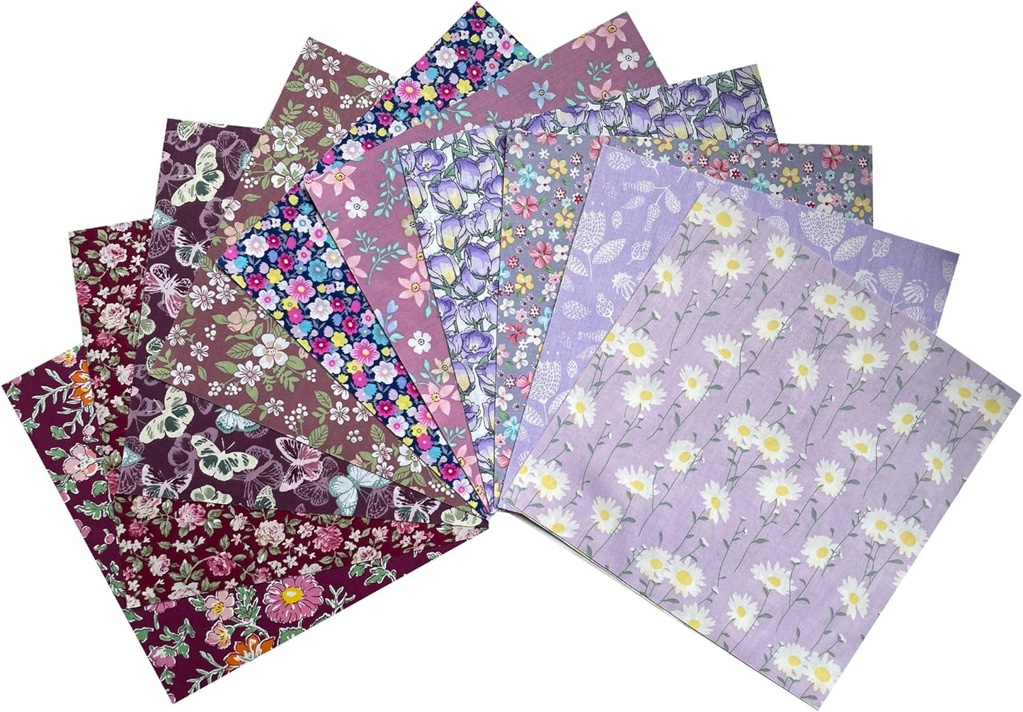 HANPATQUI 50PCS 8 x 8 inch Purple Printed 100% Cotton Fat Quarters Fabric for Sewing and Quilting Bundles Precut Fabric Square for DIY Craft Patchwork