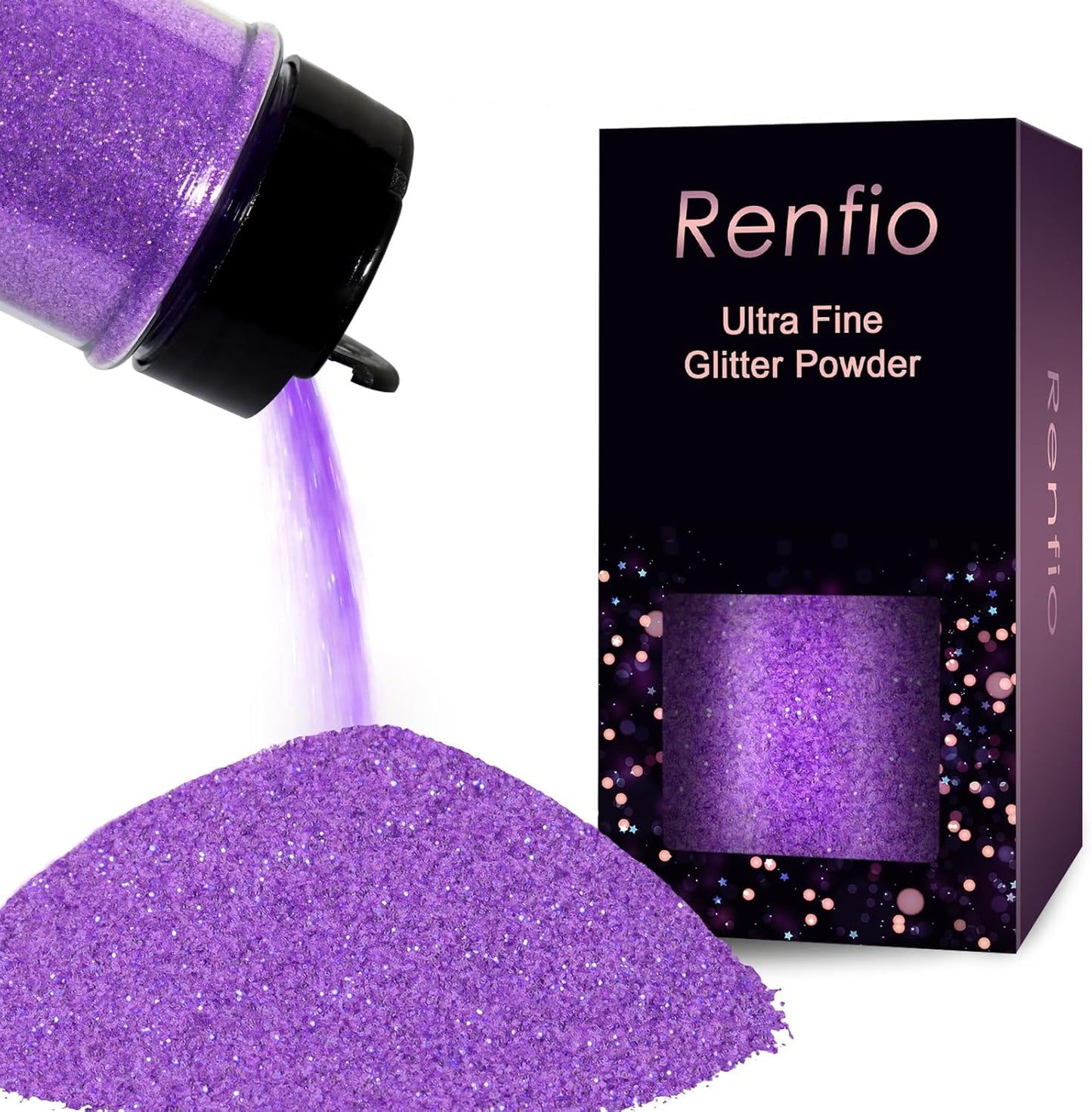 Renfio Iridescent Ultra Fine Glitter Powder Resin Supplies Glitters 1.94 Oz (55g) PET Flake Crafts Sequins 1/128" 0.008" 0.2mm Epoxy Chips Flakes for Tumblers Slime Painting Roses - Dream Purple