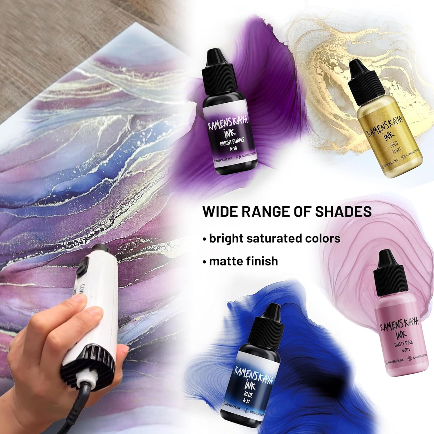 Alcohol Ink Set #8: Matched Color Combination of Alcohol Inks, 4 pcs. 0.51 fl oz (15 ml) Each