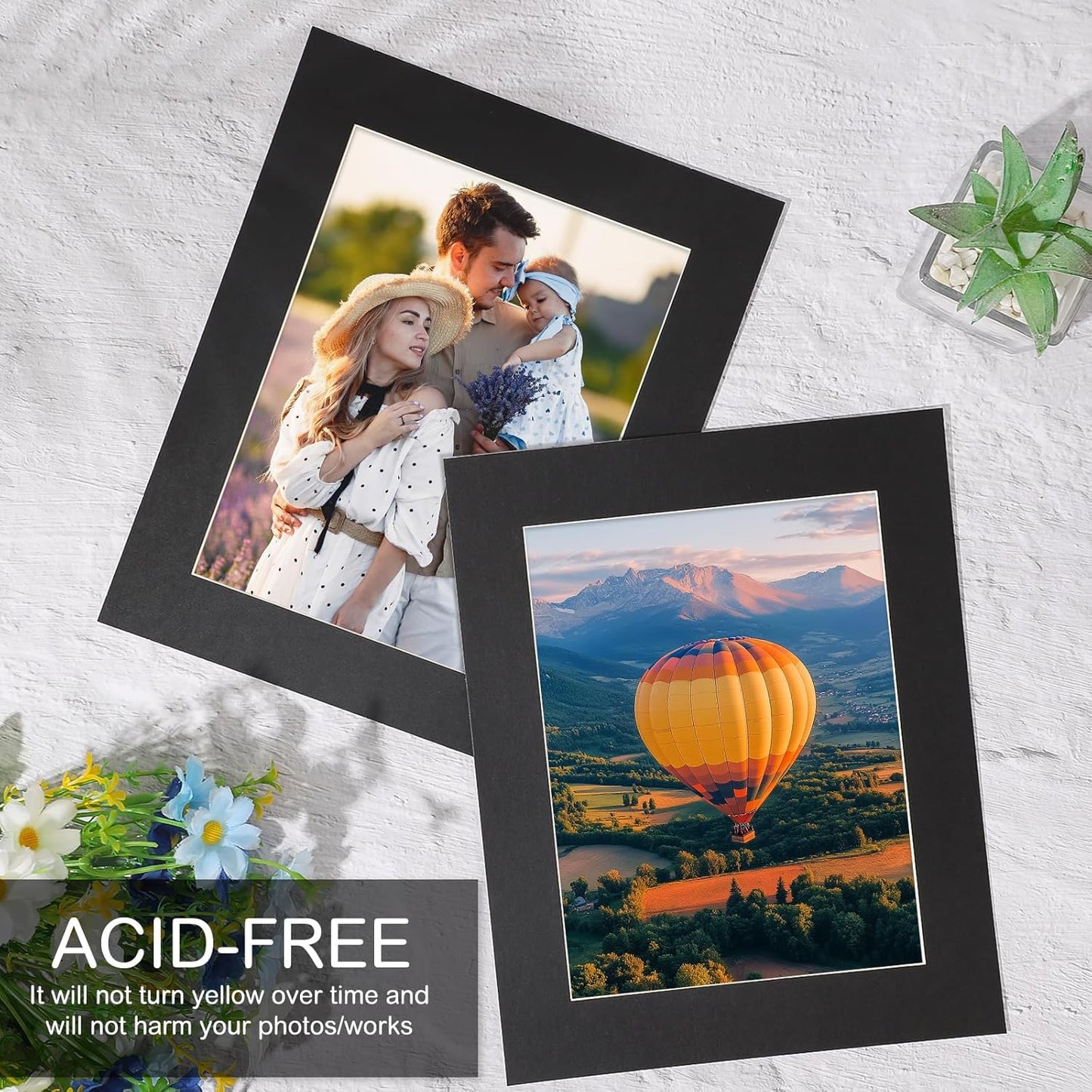 Prudiut 15 Pack 8x10 Black Picture Mats, Frame Mattes for 5x7 Pictures Photo Frame Mat Core Bevel Cut Mat Board Show Kit for Photos, Prints, Artworks