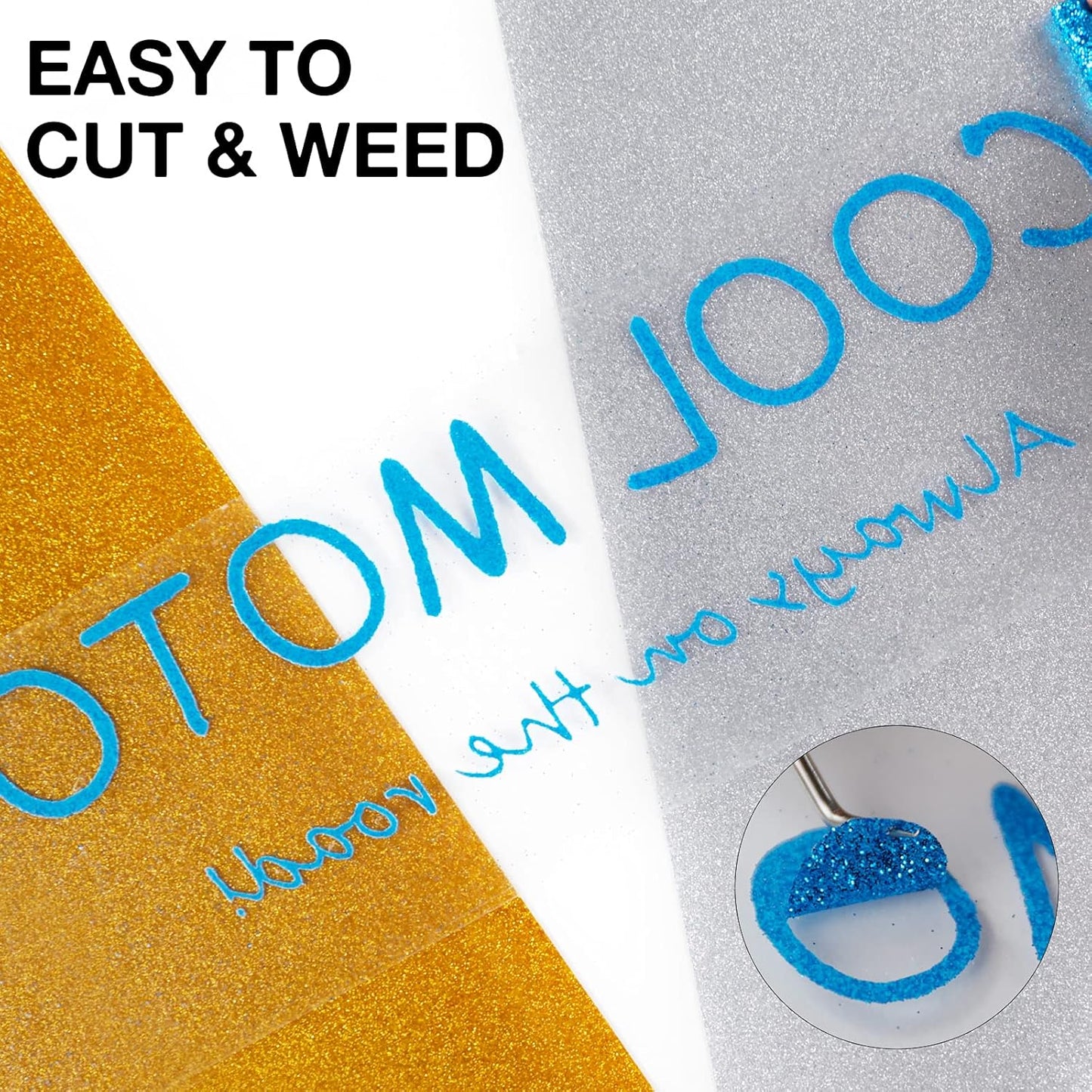 HTVRONT Blue Glitter HTV Heat Transfer Vinyl Rolls - 10" x 8ft Glitter HTV Vinyl for Shirts, Easy to Cut & Weed for Heat Vinyl Design (Sky Blue)