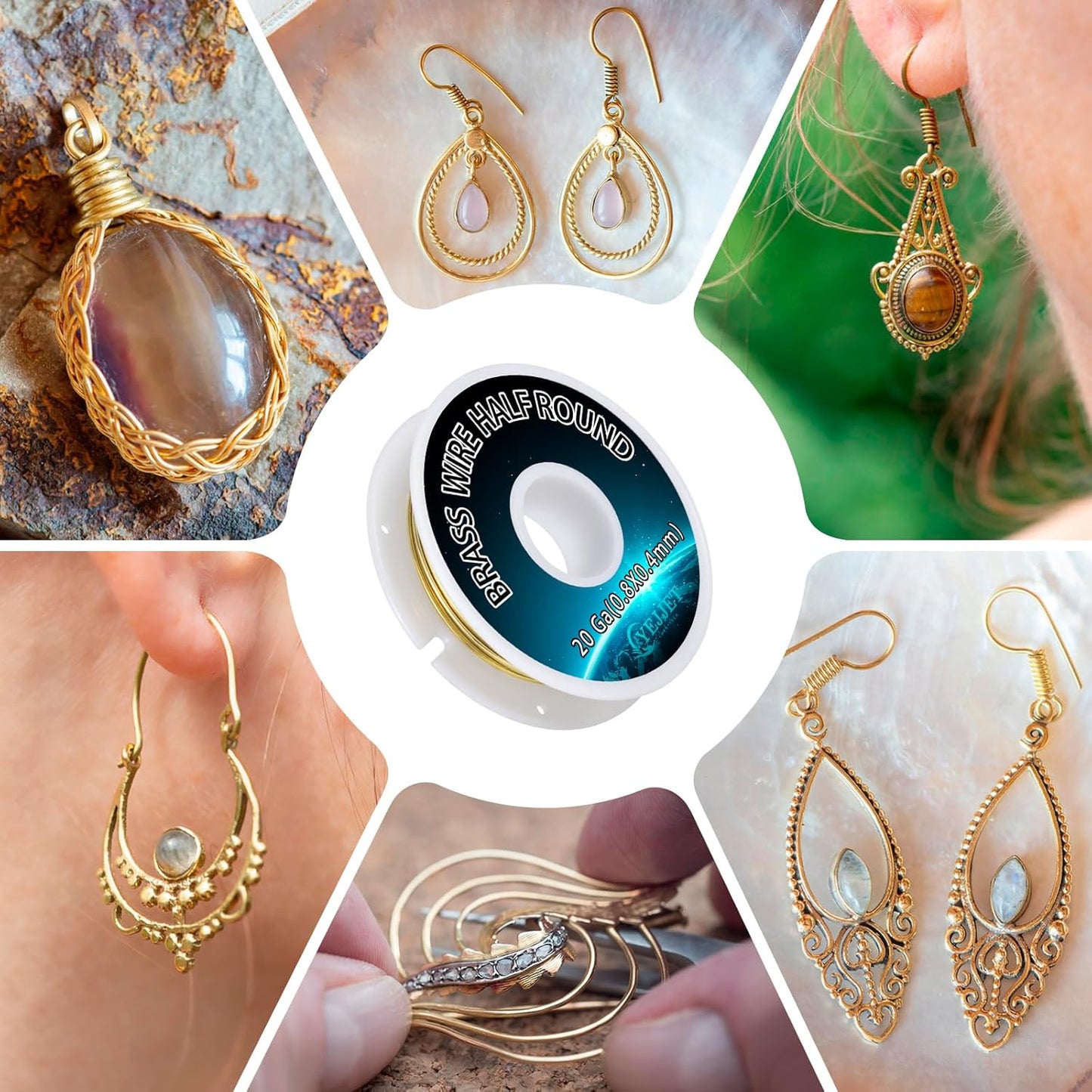 Artistic Wire 20 Gauge Brass Half Round 0.81x0.41mm - 3.0 oz 122 Feet Jewelry Findings, Sculpting Supplies