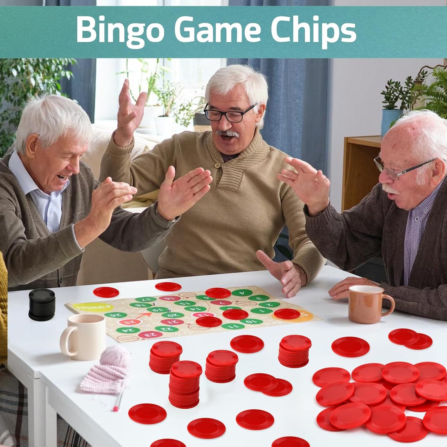 Coopay 1000 Pieces Plastic Poker Chips, Bingo Chips Bulk Learning Counters Disks Poker Card Game, Counting Markers for Math Practice, Game Tokens and Teaching Rewards, 25 mm/ 1 Inch (Red)