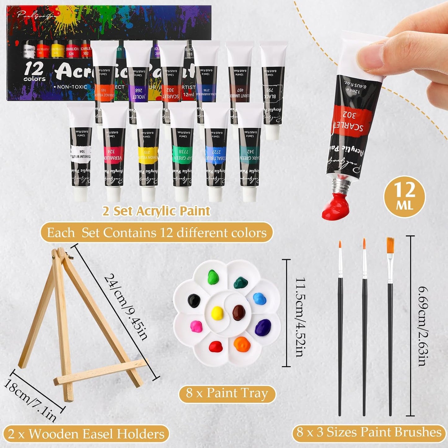 Cholemy 36 Pcs Paint and Sip Kit for Adults 8''x10'' Pre Drawn Canvas for Painting DIY Afro Acrylic Painting Kit Wood Easel Brushes Date Night Bulk for Christmas Party Gifts(Mountain)