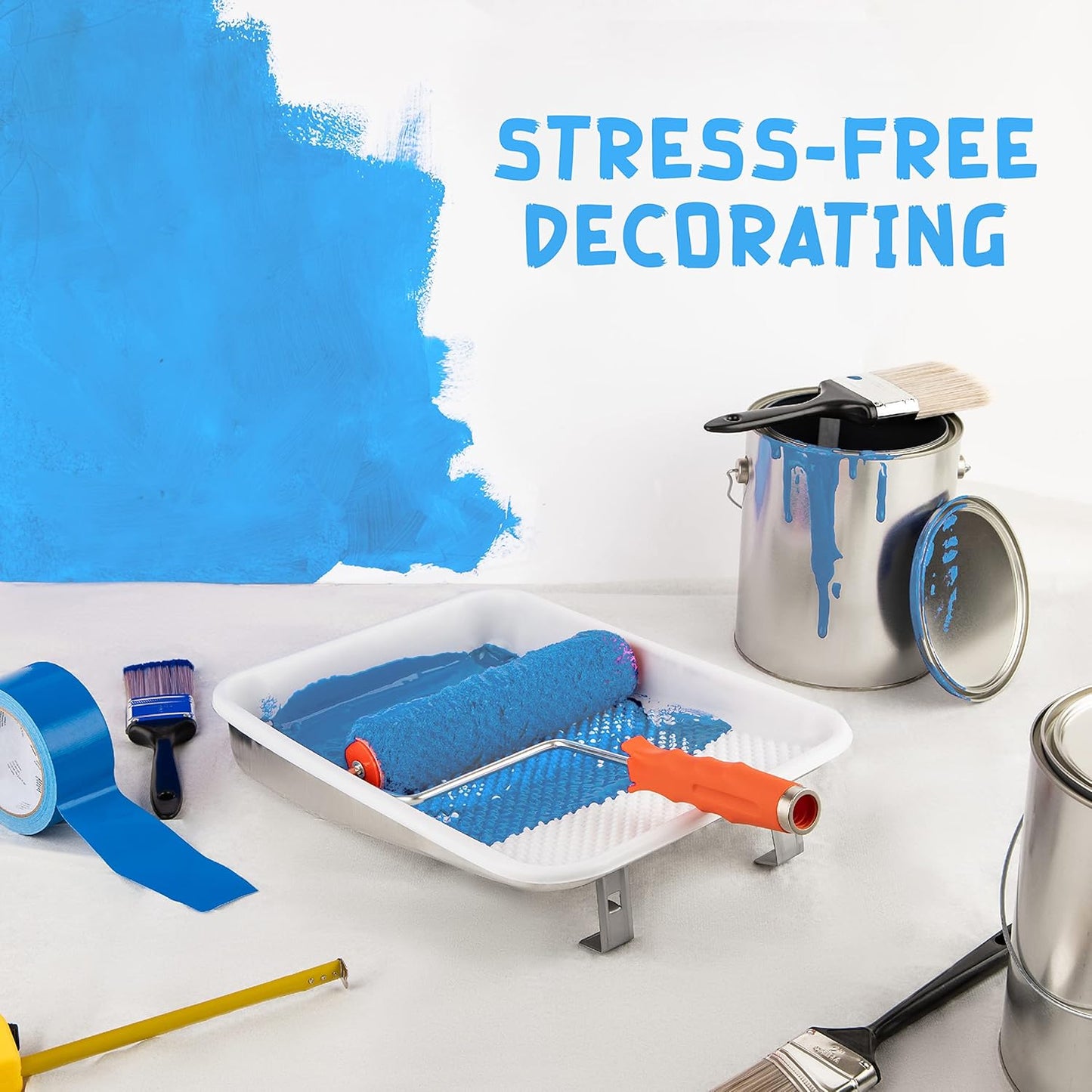 Paint Tray Liners, 1-Qt. Paint Capacity, Overlapping Edges, Fits 9” Metal Paint Trays, Dotted Ramp for Easy Rolling, (10)