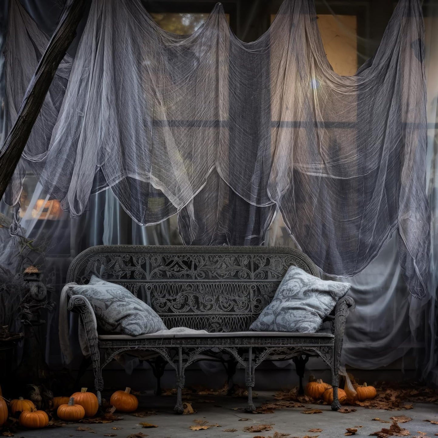 Boao Halloween Cheese cloth 39.37 x 393.7 Inch Gray Cheesecloth Roll for Crafts Large Cotton Muslin Gauze Fabric for Halloween Outdoor & Indoor Spooky Decoration