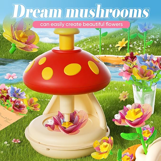 DIY Flower Bouquet Craft Kits - DIY Flower Making Kit for Kids, Fabric Bouquet Maker with 72 Petals, 24 Stems, Leaves & Stamens, Vase - Arts & Crafts Gift for Girls & Boys Ages 3+