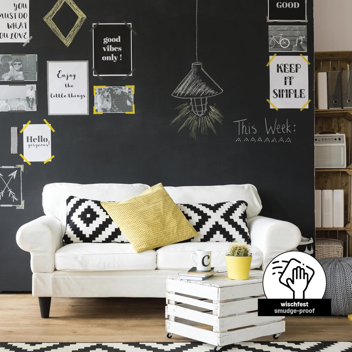 Chalkboard Paint 25.36 fl oz - Black – Chalkboard Paint for Wall, Wood, Metal, and Glass. Black Chalk Paint, Erasable, and Easy to Apply