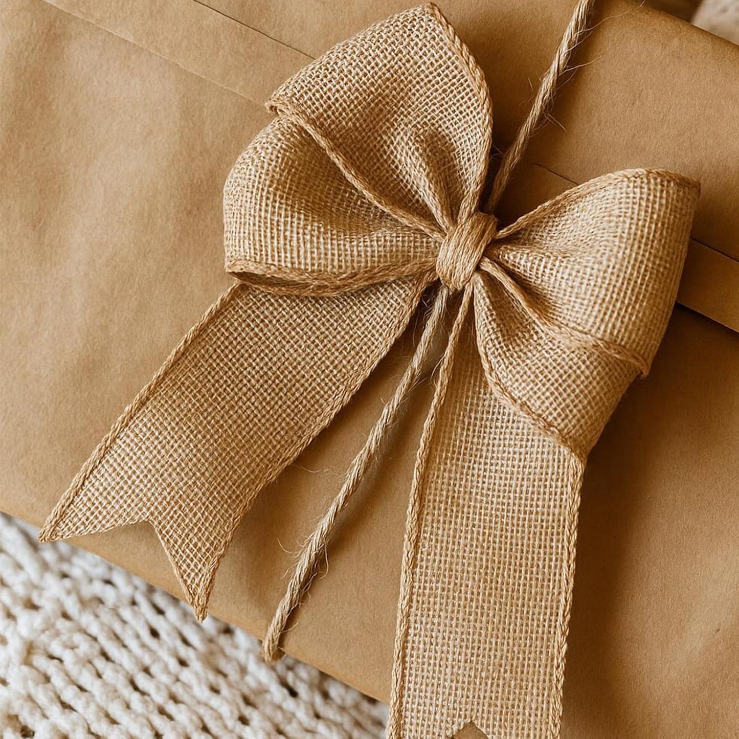 LaRibbons 4 Inch Natural Burlap Fabric Roll 10 Yards Jute Ribbon for Craft Gift Wrapping Wreath Wedding Tree Home Decoration