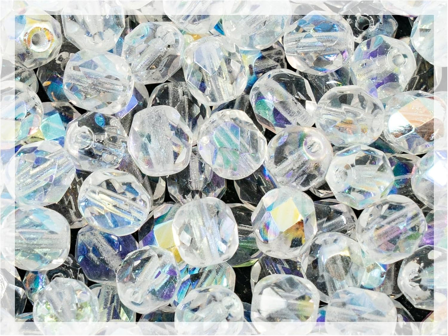 50 pcs Faceted Fire Polished Pressed Czech Glass Beads 6mm (0.24in), 00030-28701 Crystal AB